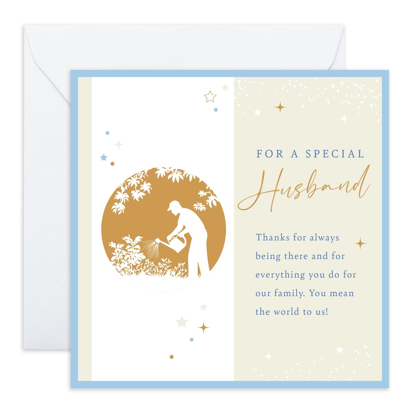 Sweet Birthday Card for Him - 'Husband Gardener' - Gifts for Spouse, Married Couples, Father, Dad, Daddy, From Wife - Always There For Us - Comes with Fun Stickers
