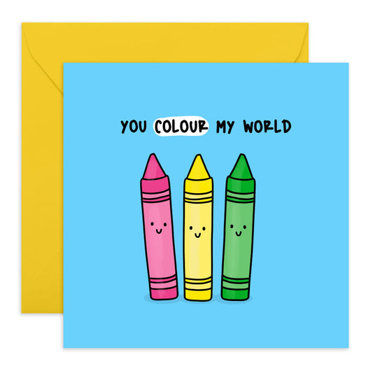 Greeting Card - 'COLOUR MY WORLD' - Perfect for Adding a Loving and Vibrant Touch to Your Relationship - Ideal for Him Her Partner Husband Wife Girlfriend Boyfriend - Comes With Stickers By Central 23