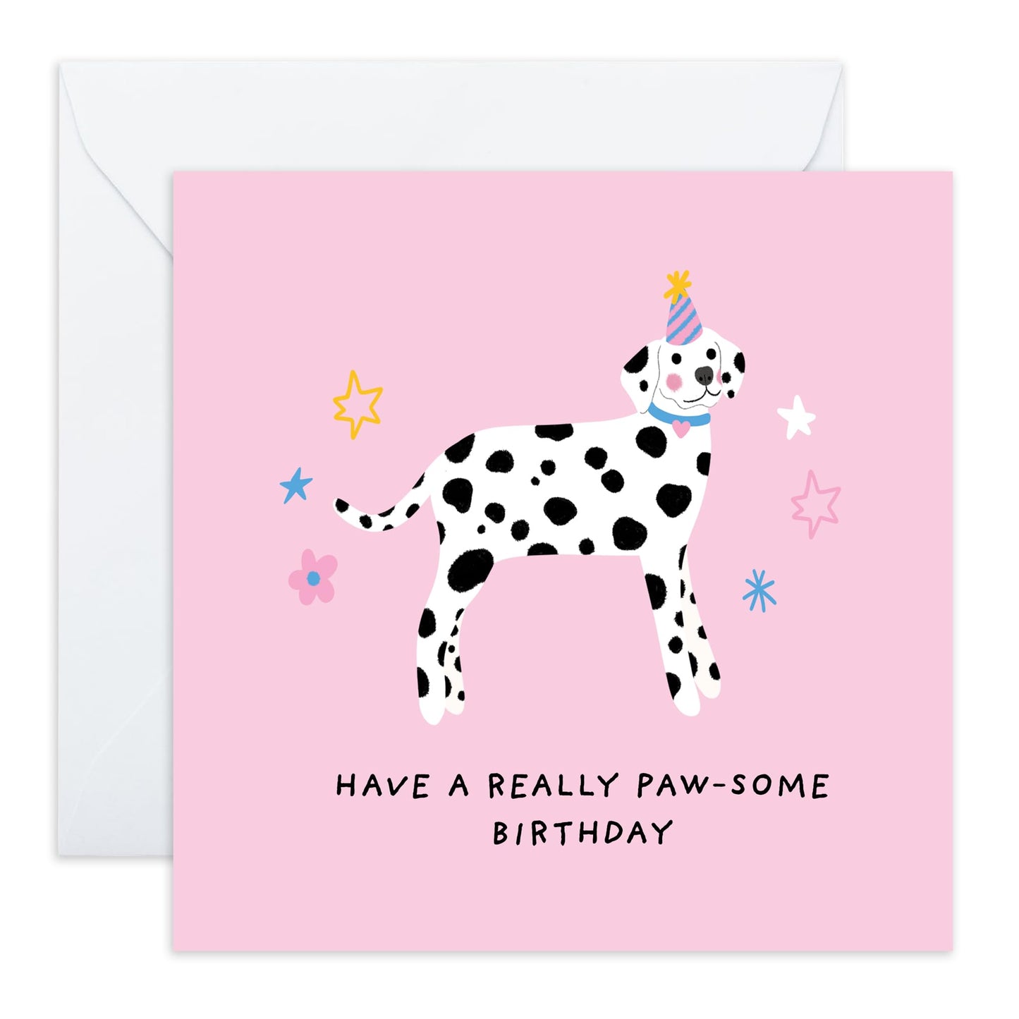 Cute Dalmatian Birthday Card for Her - 'Really Pawsome Birthday' - Gifts for Besties, Friends, BFF, Auntie, Girlfriend, Wife, Coworker, Colleagues, Sister, Ladies - Fur Mum - Comes with Fun Stickers