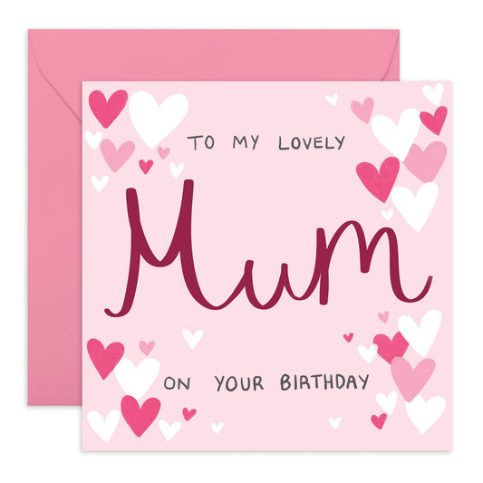 Mother's Birthday Card - 'Lovely Mum Birthday' - Gifts for Mam, Mammy, Mummy, Ma, Mama, In-Law, Step Mum - For You - Comes with Fun Stickers