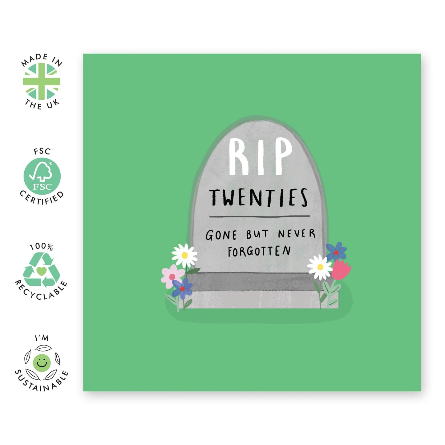 Funny 30th Birthday Card - 'RIP Twenties' - Presents for Friend, Best Buddies, Mate, Colleagues, Bestie, Neighbours, Family, Relative, Cousin - Good Times - Comes with Fun Stickers