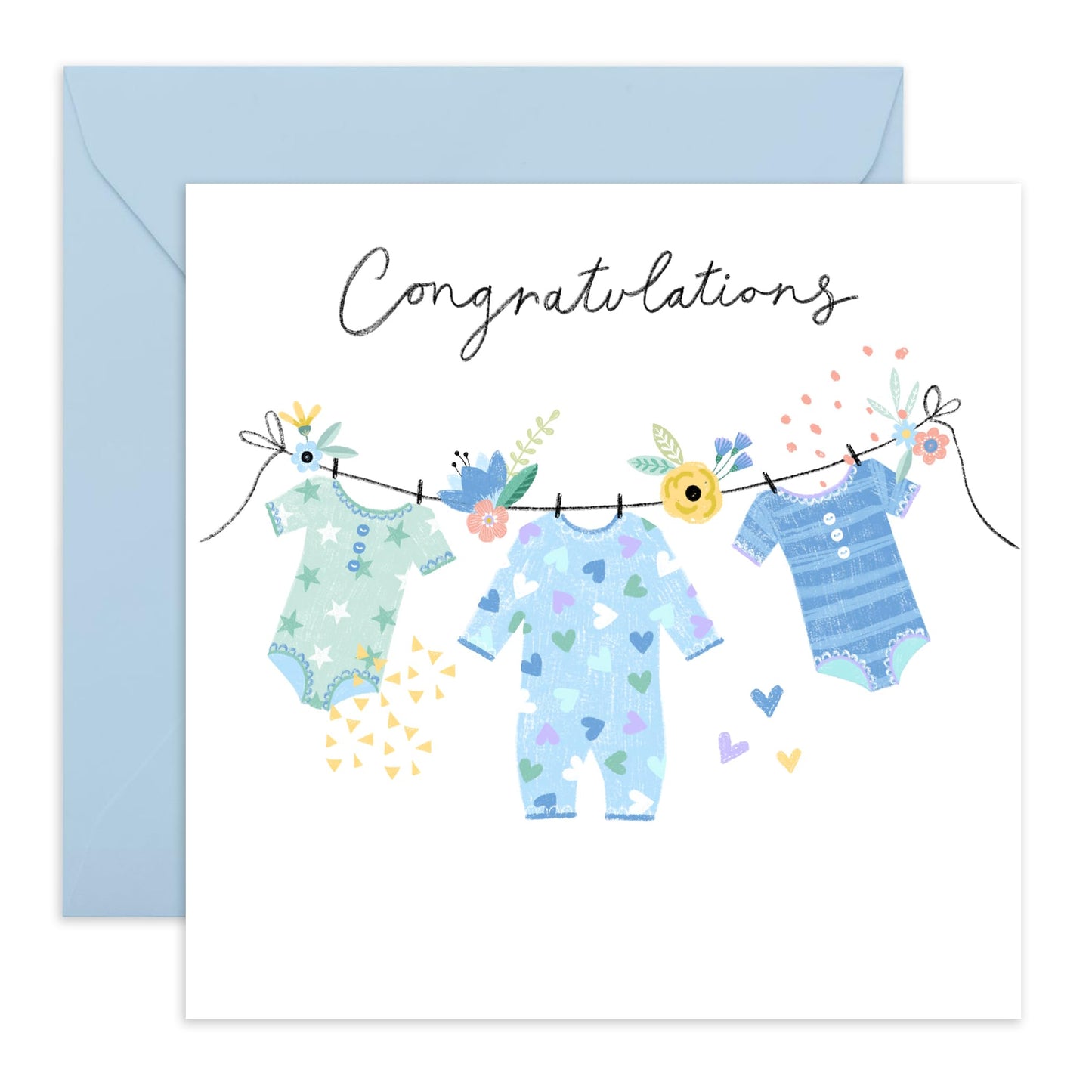 Baby Shower Card For New Baby - Congratulations Baby Boy Card - Welcome Home Congrats New Parents Newborn Baby Son - Greeting Cards For Mum And Dad - Comes With Stickers - By Central 23