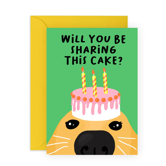 Birthday Card Dog - Will You Be Sharing This Cake - Happy Birthday Card Dog Dad - Cute Gifts For Dog Mum - Fur Parents Men Women - Comes With Stickers - By Central 23