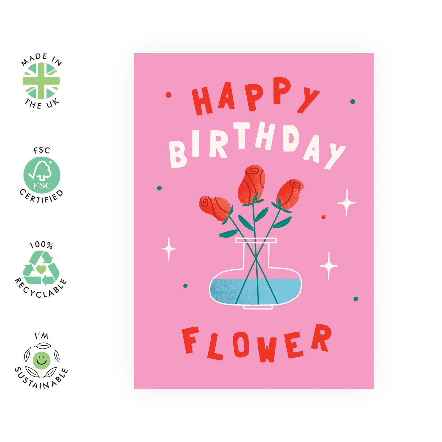 Birthday Card For Her - Happy Bday Flowers - Wife Birthday Cards - Floral Cards Female Friends - Gift For Women - Comes With Fun Stickers By Central 23