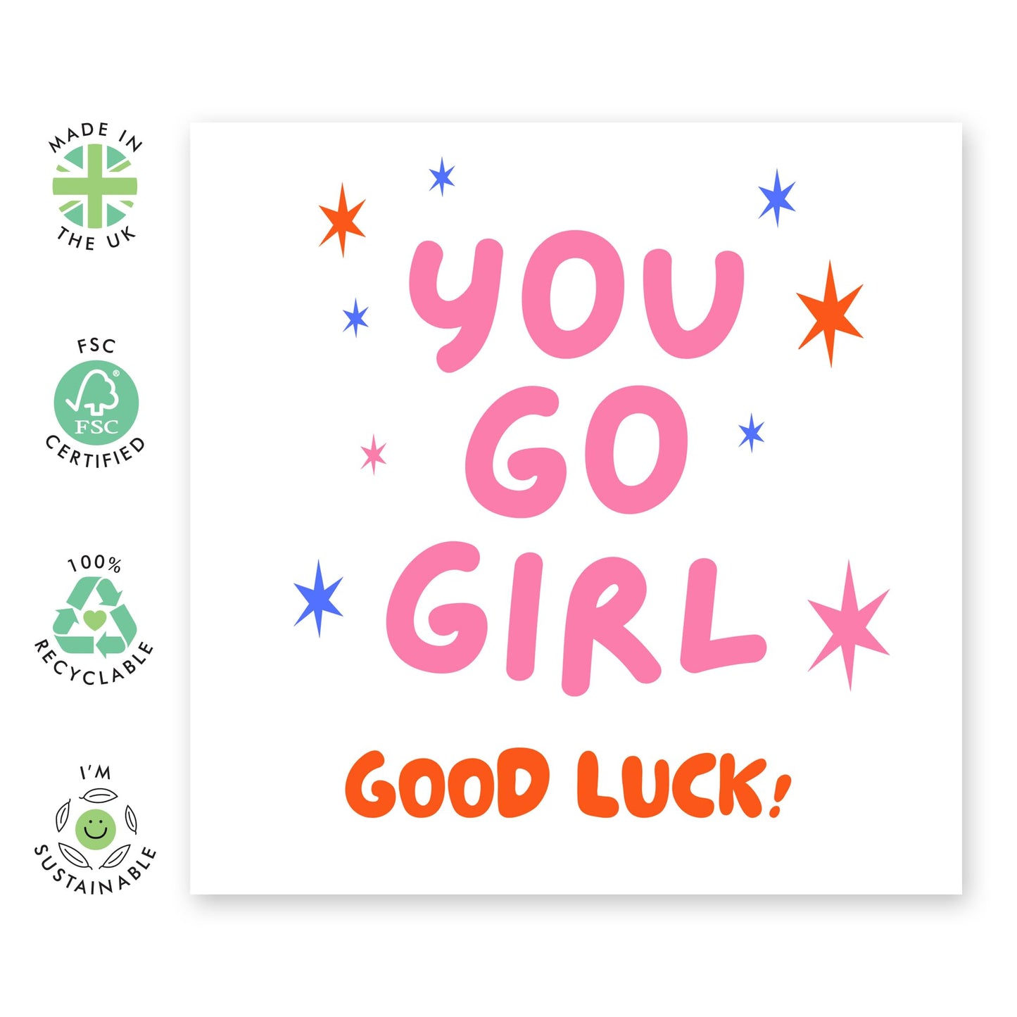 Cheerful Greeting Card - 'YOU GO, GIRL!' - Perfect for Celebrating Achievements with Empowering Vibes - Ideal for Friends Family Besties BFFs Sisters Colleagues Sis - Comes With Stickers By Central 23