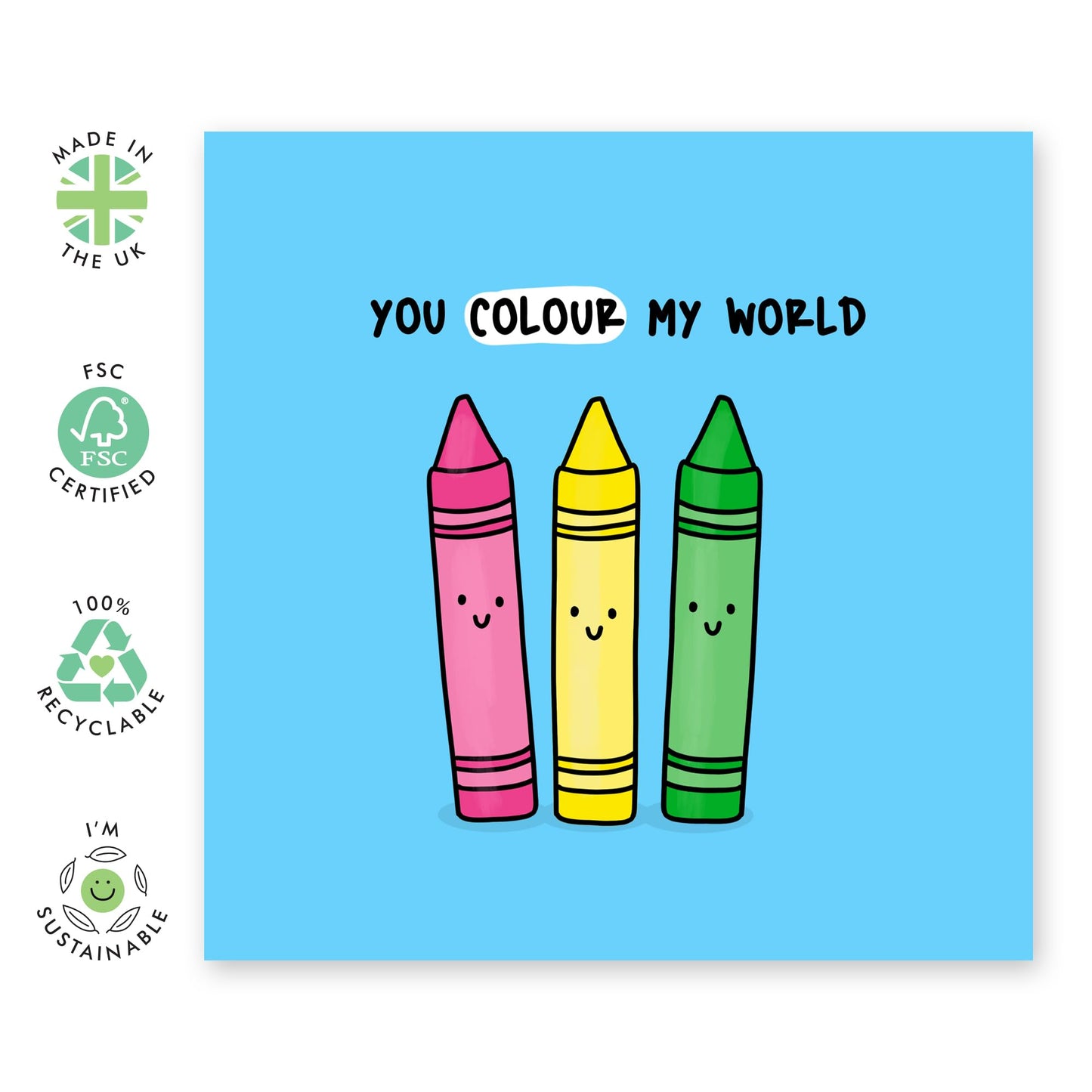 Greeting Card - 'COLOUR MY WORLD' - Perfect for Adding a Loving and Vibrant Touch to Your Relationship - Ideal for Him Her Partner Husband Wife Girlfriend Boyfriend - Comes With Stickers By Central 23