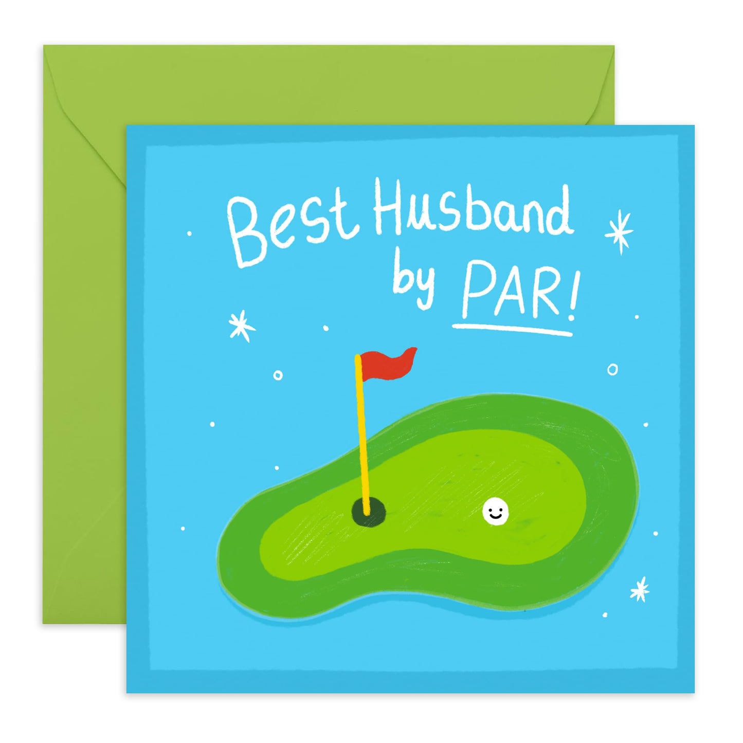 Husband Wedding Anniversary Card - Best Husband By Par - Funny Birthday Cards For Him - Golf Gifts For Men - Valentines Cards Husband - Comes With Stickers - By Central 23