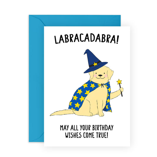 Adorable Birthday Card Dog - 'Magical Labrador Birthday' - Gifts for Him, Boys, Men, Brother, Son, Nephew - Abrakadabra - Comes with Fun Stickers