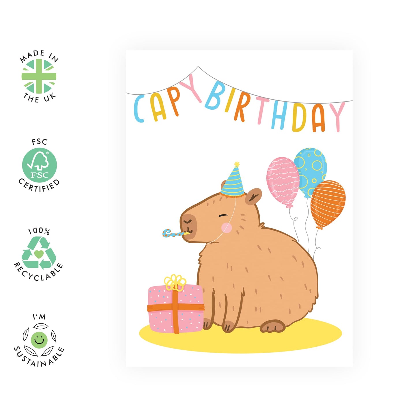Happy Birthday Card For Her Him - Capy Birthday Capybara - Pun Humour - Birthday Cards For Men Women - Gifts For Son Daughter Mum Dad Sister Brother - Comes With Fun Stickers By Central 23