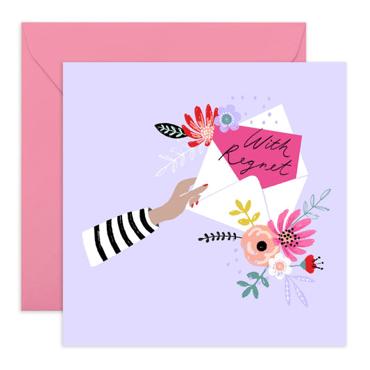 Wedding Regret Card From Guest - With Regret Envelope Purple - Wedding Invitations Groom Bride - Wedding Invitation Declined Card - Rsvp Reply Card Entourage - Comes With Fun Stickers By Central 23