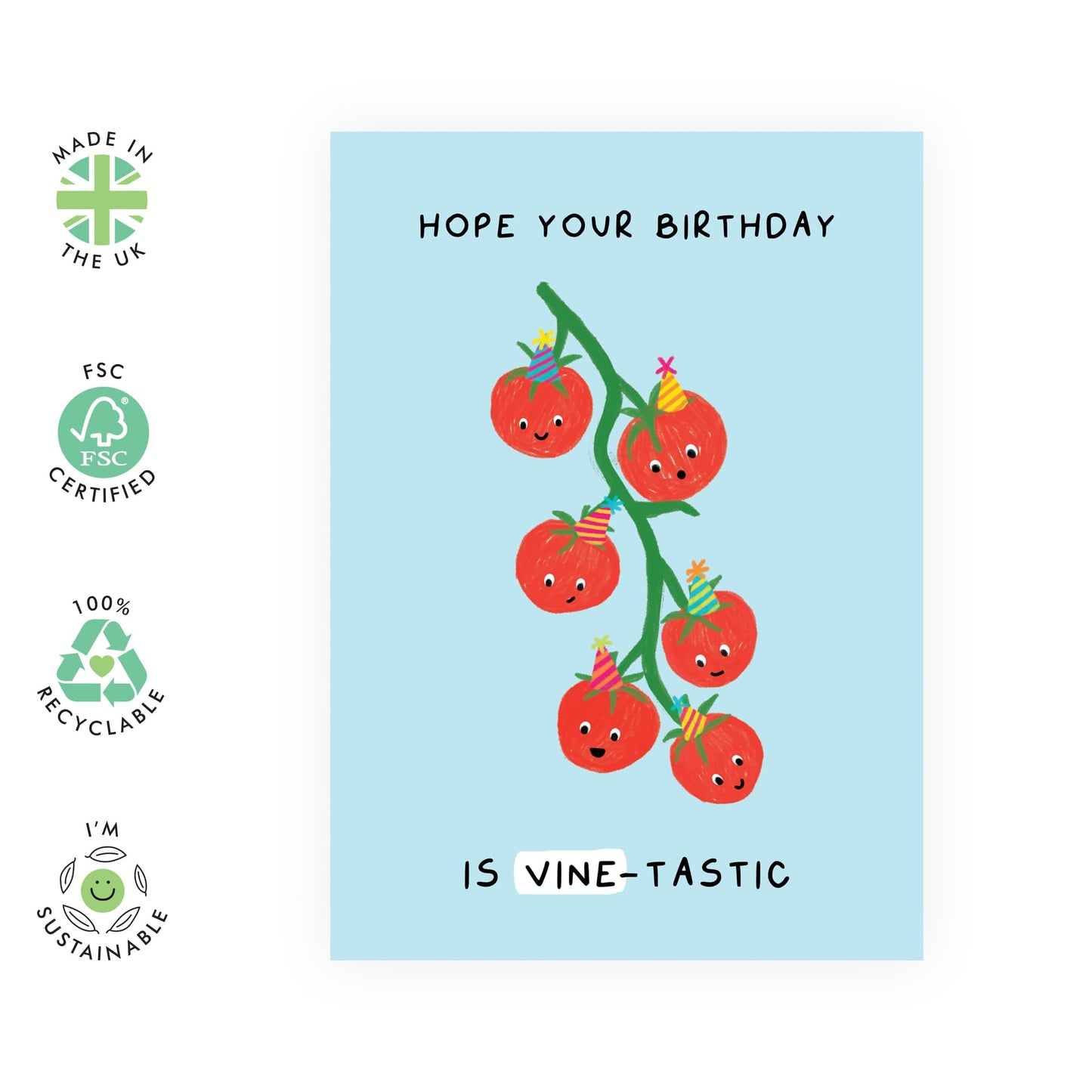 Happy Birthday Card Funny - Hope Your Birthday Is VINE-tastic! - Vegetable Plant Puns Jokes Humor - Greeting Cards For Mum Dad - Funny Gifts For Men Women - Comes With Fun Stickers By Central 23