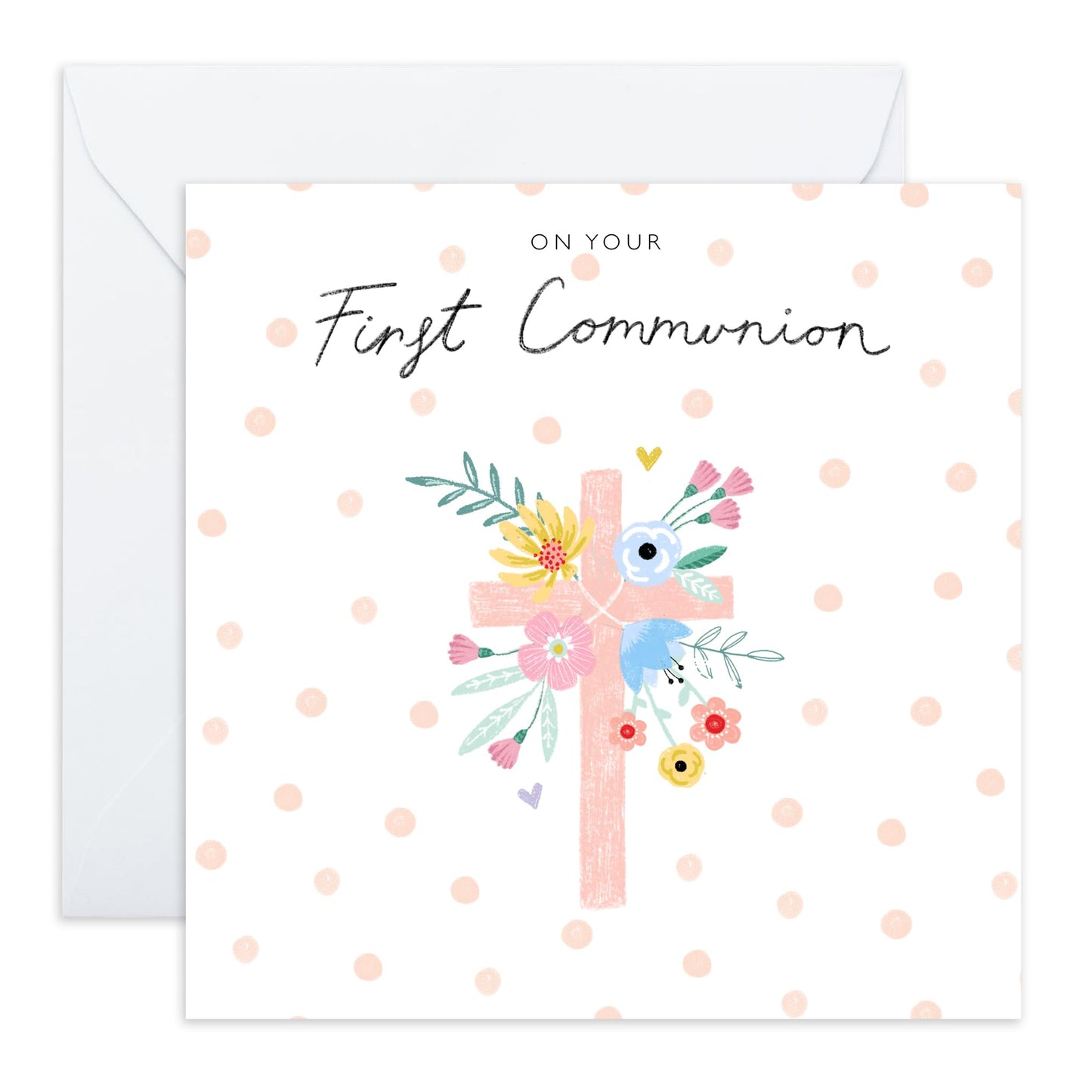 First Holy Communion Cards For Granddaughter - 1st Communion Card For Daughter Goddaughter Niece - Church Gifts For Girls - Comes With Fun Stickers - By Central 23