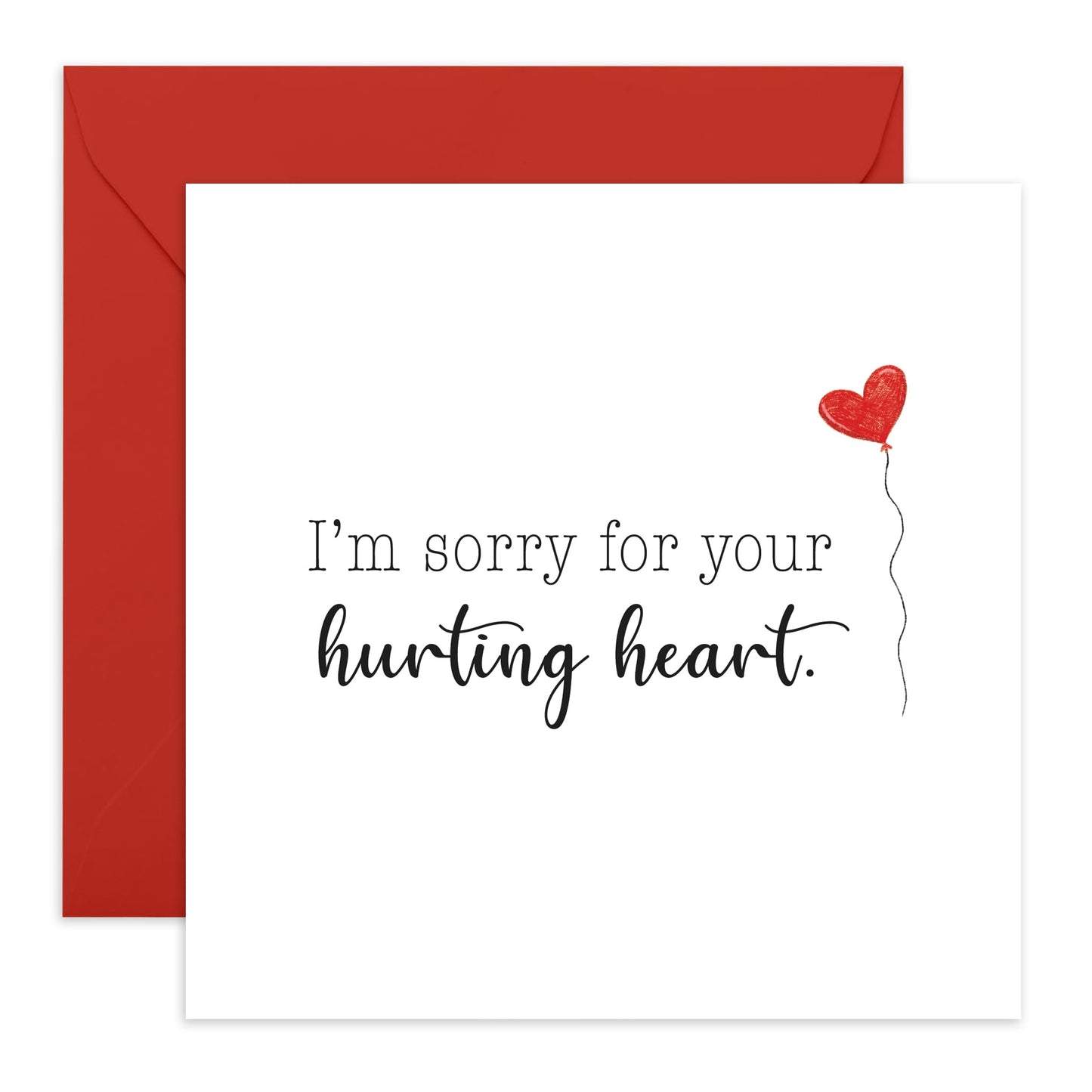 Condolences Card - Sorry For Your Hurting Heart - Sympathy Cards, Grieving, Funeral, Thinking Of You Card - Sorry For Your Loss - Comes With Stickers - By Central 23