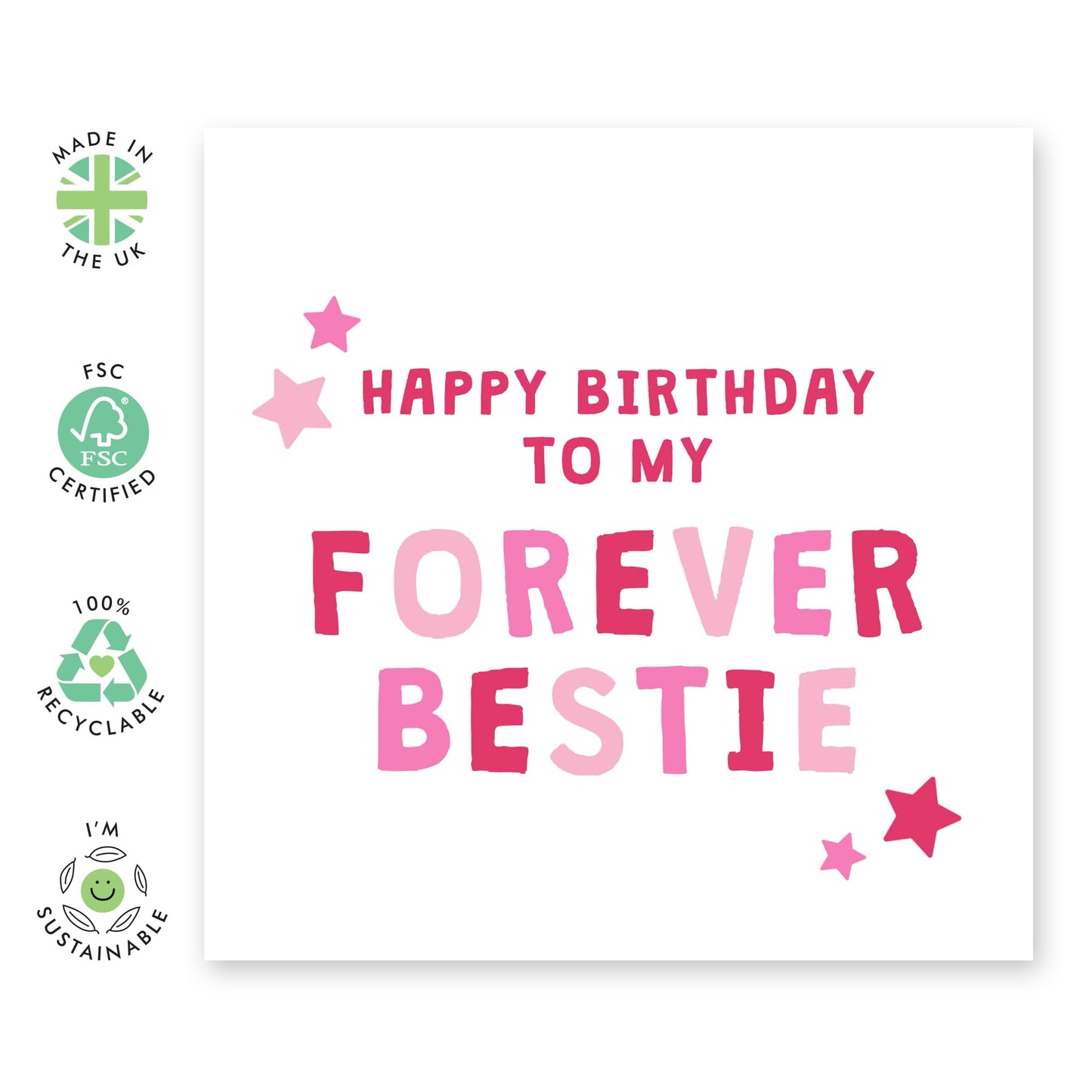 Cute Birthday Card - 'Forever Bestie' - Gift for Close Friends, BFF, Childhood Buddy, Mates, Bruv, Bro, Sis - Friendship Through The Years - Comes with Fun Stickers
