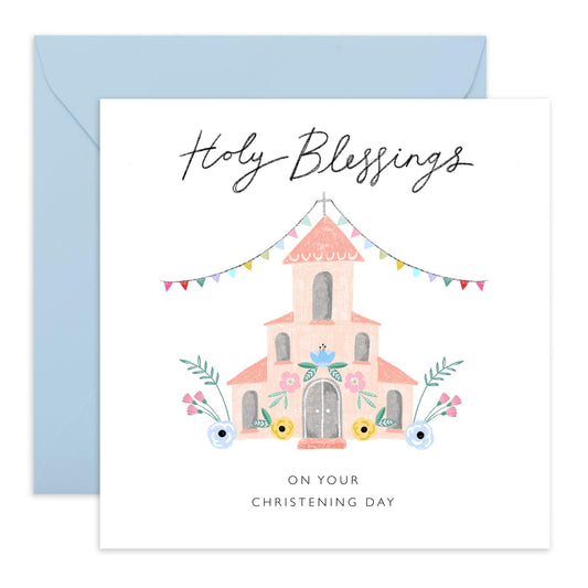 Baptismal Card For Baby Girl - Pink Church Christening - Dedication Day Card Baby - Christening Card For Niece - Granddaughter - Gift From Aunt Uncle - Comes With Fun Stickers By Central 23