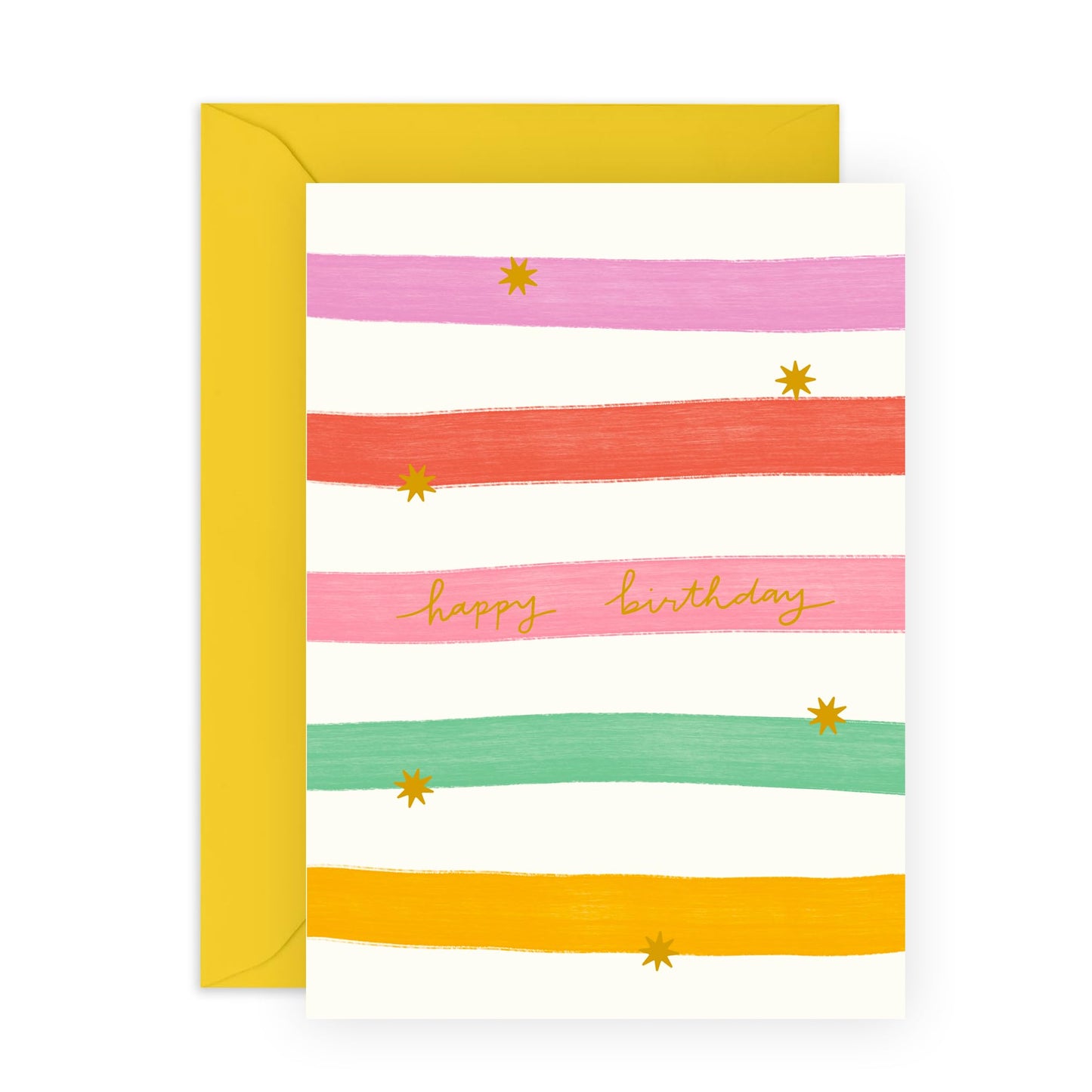 Womens Birthday Card - Happy Birthday Stripe - Friend Birthday Card Female - Greeting Cards For Ladies Girls Her - Comes With Stickers And Envelope - By Central 23