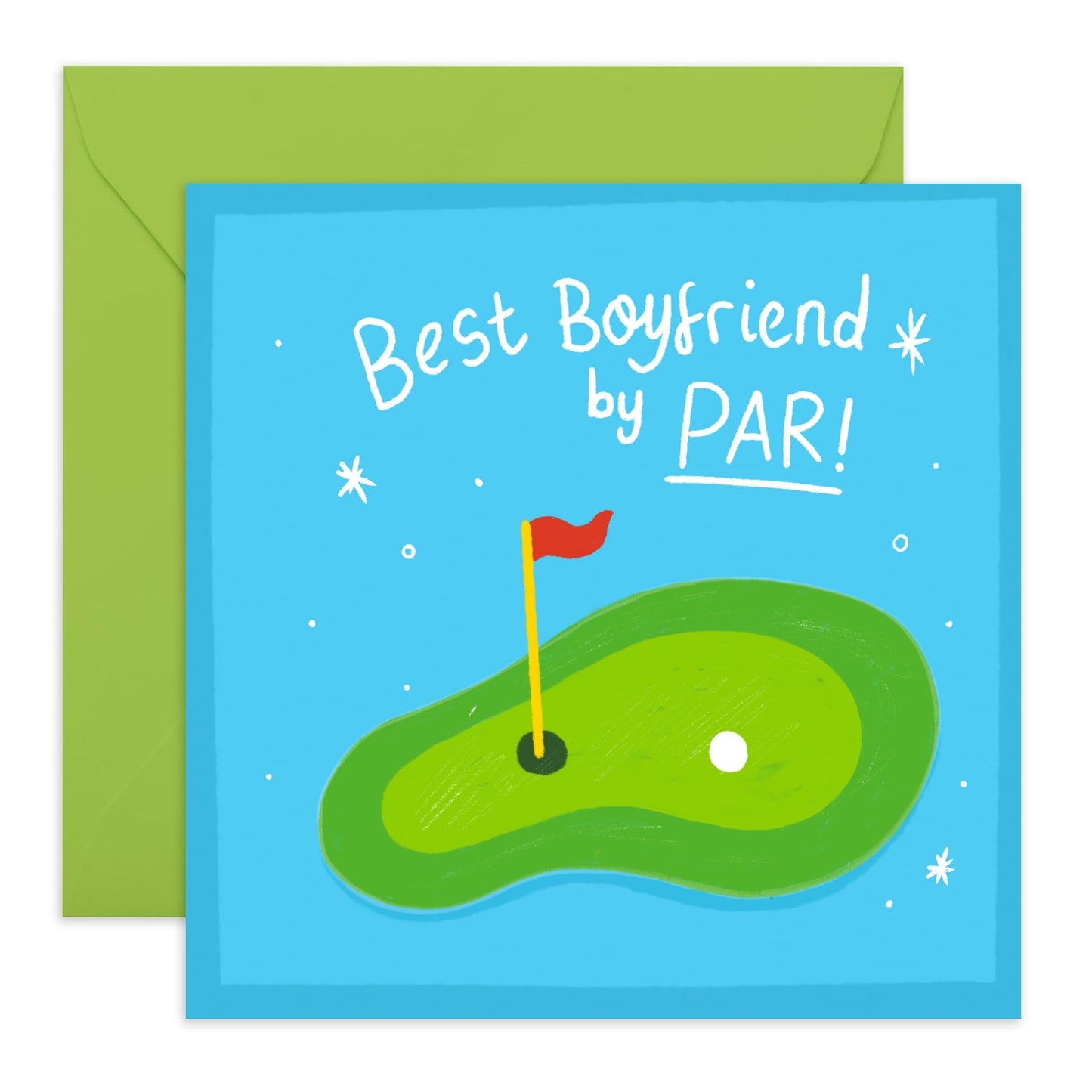 Golf Birthday Card For Him - Best Boyfriend By Par - Funny Greeting Cards For Partner Couple Fiance - Boyfriend Birthday Card - Golf Gifts For Men - Comes With Stickers - By Central 23