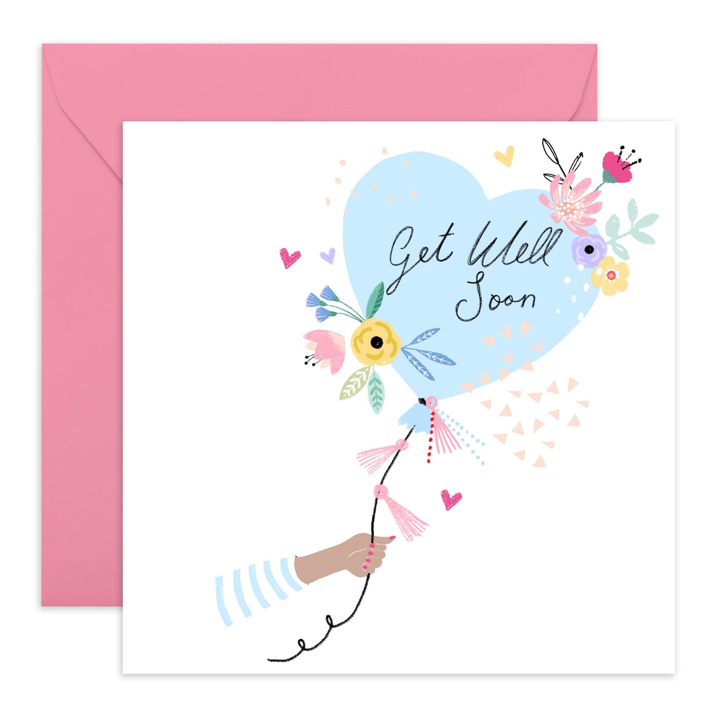 Get Well Soon Cards And Envelope - Get Well 21 - Encouragement Cards For Men Women - Floral Greeting Card - For Girl Friends - Speedy Recovery Him Her - Comes With Stickers - By Central 23