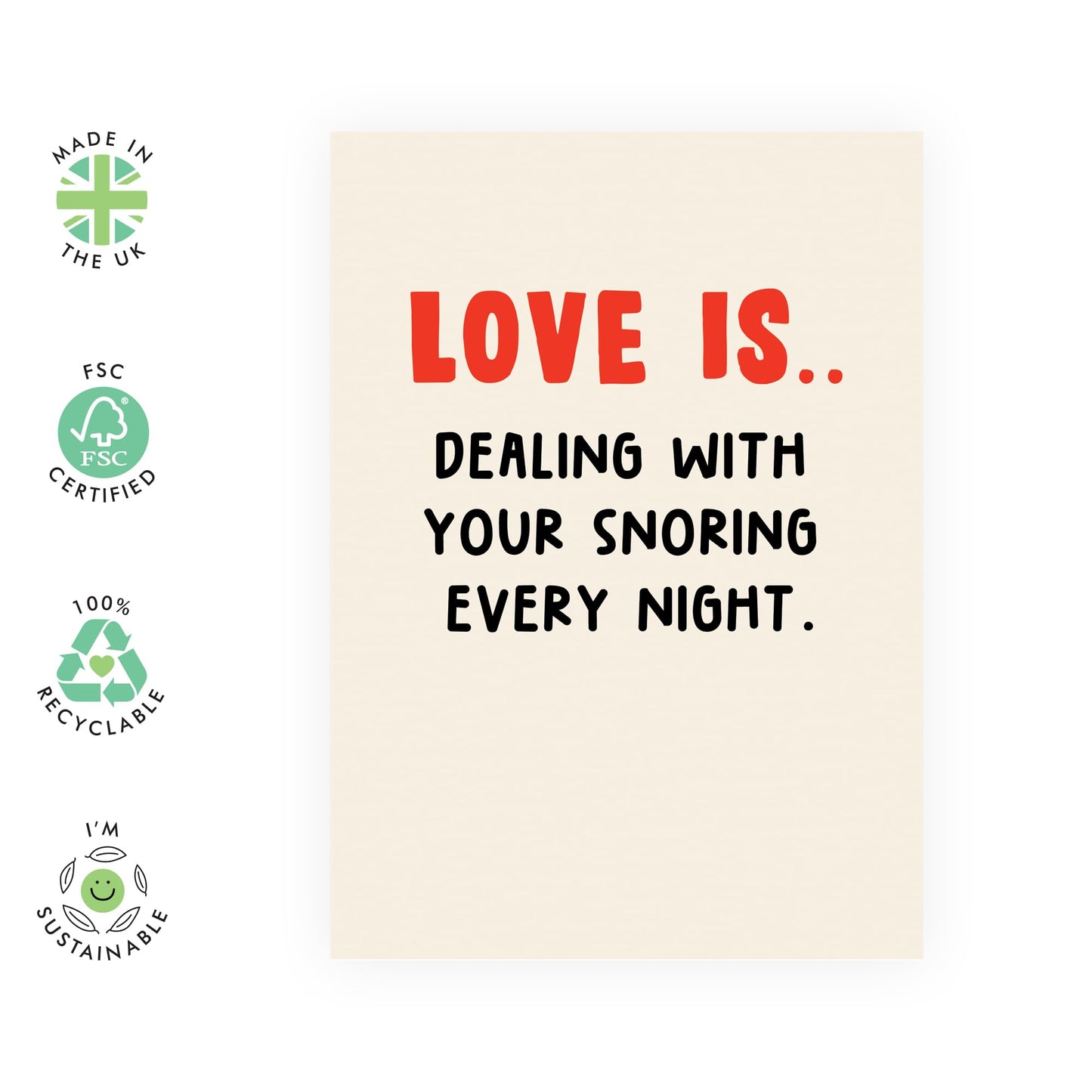 Hilarious Anniversary Day Card - 'Snoring Every Night' - Valentines Gifts for Wife, Husband, Girlfriend, Boyfriend, Partners, Couples - Define Love - Comes with Fun Stickers