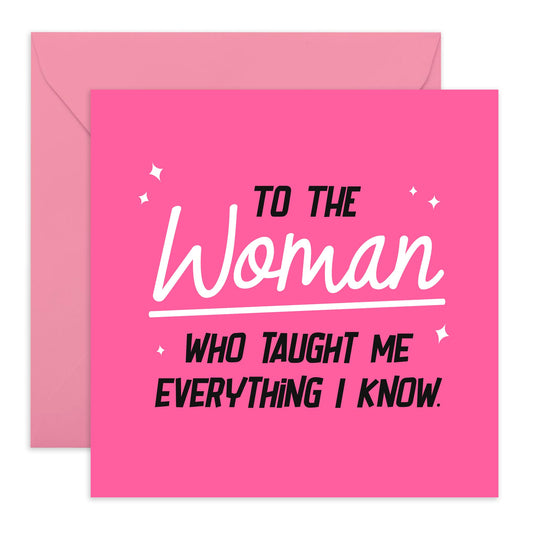 Thank You Mum Birthday Card - Woman Who Taught Me Everything - Thank You Mothers Day Card - Greeting Cards For Mummy Mama Step Mum - Gifts For Her from Son Daughter Family - Comes With Stickers