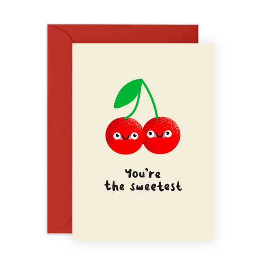 Charming Greeting Card - 'SWEETEST CHERRY' - Perfect for Celebrating Special Muments and Affection - Ideal for Him, Her, Friends, Family, and Anyone You Hold Dear - Comes With Stickers By Central 23