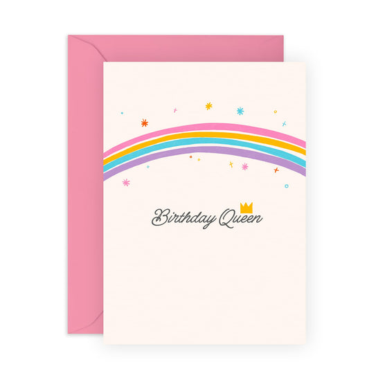 Female Birthday Cards For Her - Birthday Queen - Pretty Birthday Card For Mum Nana Wife - Friend Birthday Gifts Girly - Ladies Birthday Card - Comes With Stickers - By Central 23