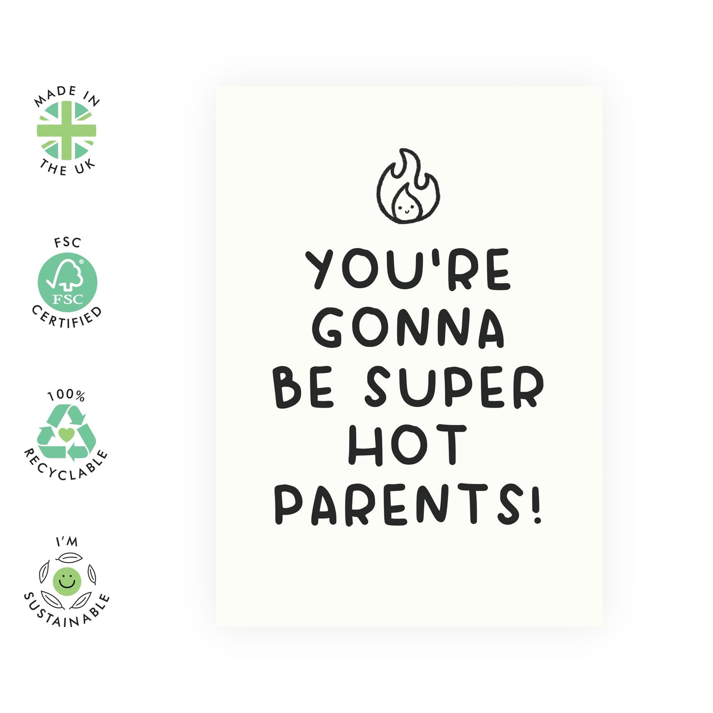 Baby Shower Cards - Pregnancy Congratulations Card - You're Gonna Be Super Hot Parents - New Baby Card - Congrats Card Girl Boy - New Parents Gifts For Couples - Comes With Stickers By Central 23