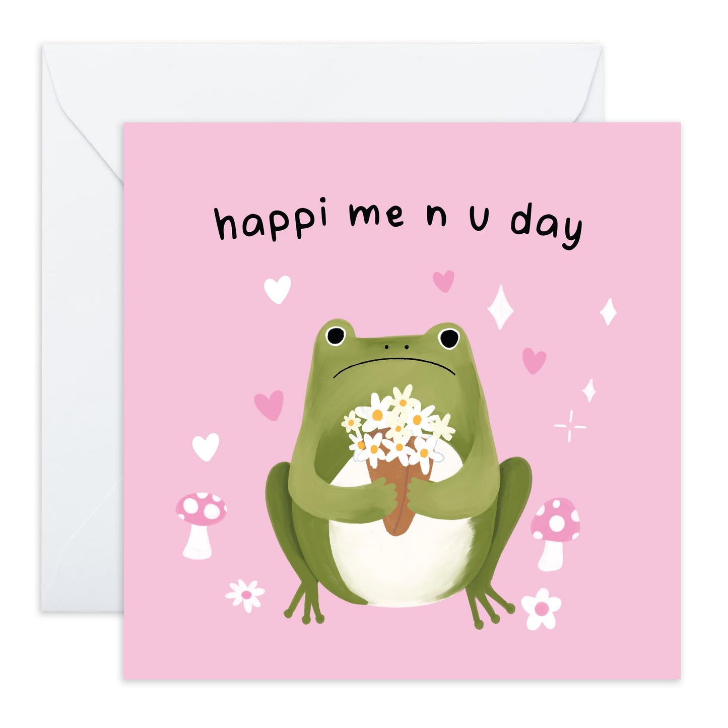 Cute Anniversary Frog Card - 'Frog Flowers' - Romantic Gifts for Husband, Wife, Partner, Other Half, Married Couples, Girlfriend, Boyfriend - Toad Love - Comes with Fun Stickers