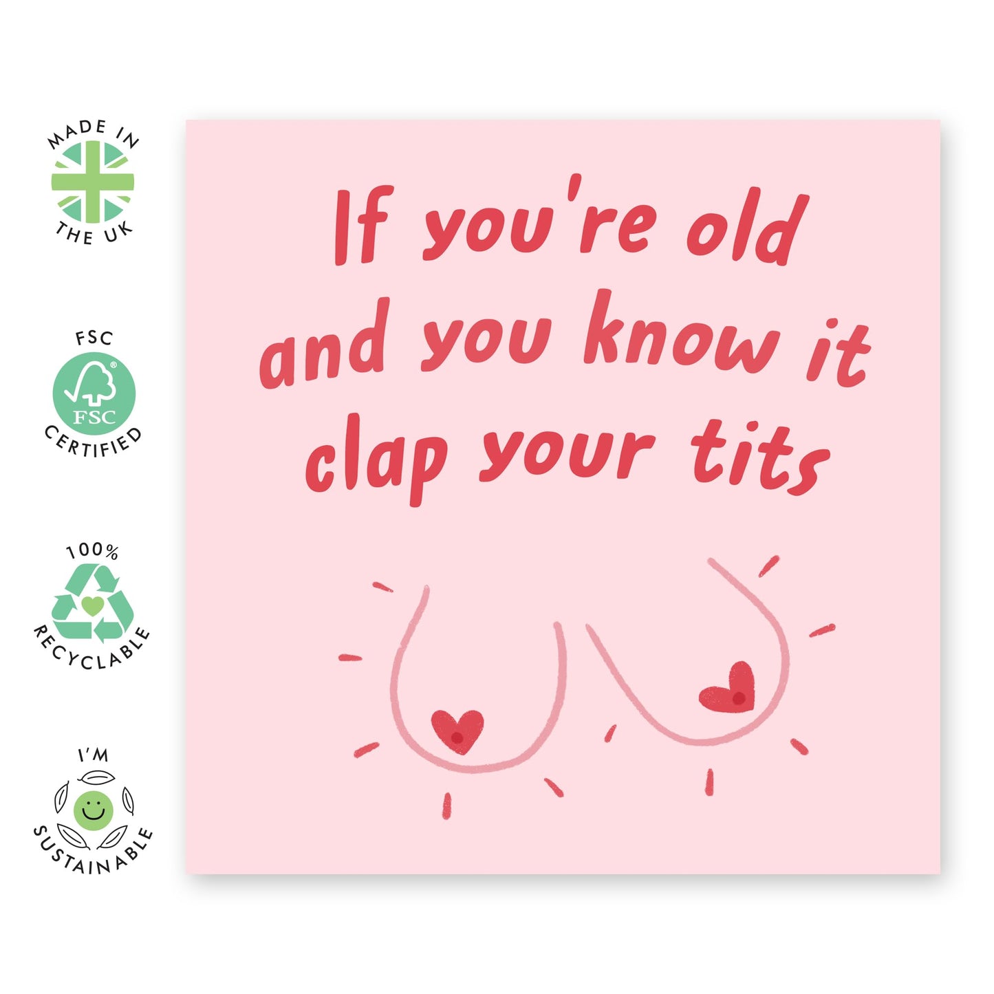 Rude Birthday Card For Her - Clap Your T*ts - Humorous Birthday Cards For Women - Funny Gifts For Sister Mum Wife Girlfriend - Friends Birthday Card - Comes With Stickers - By Central 23