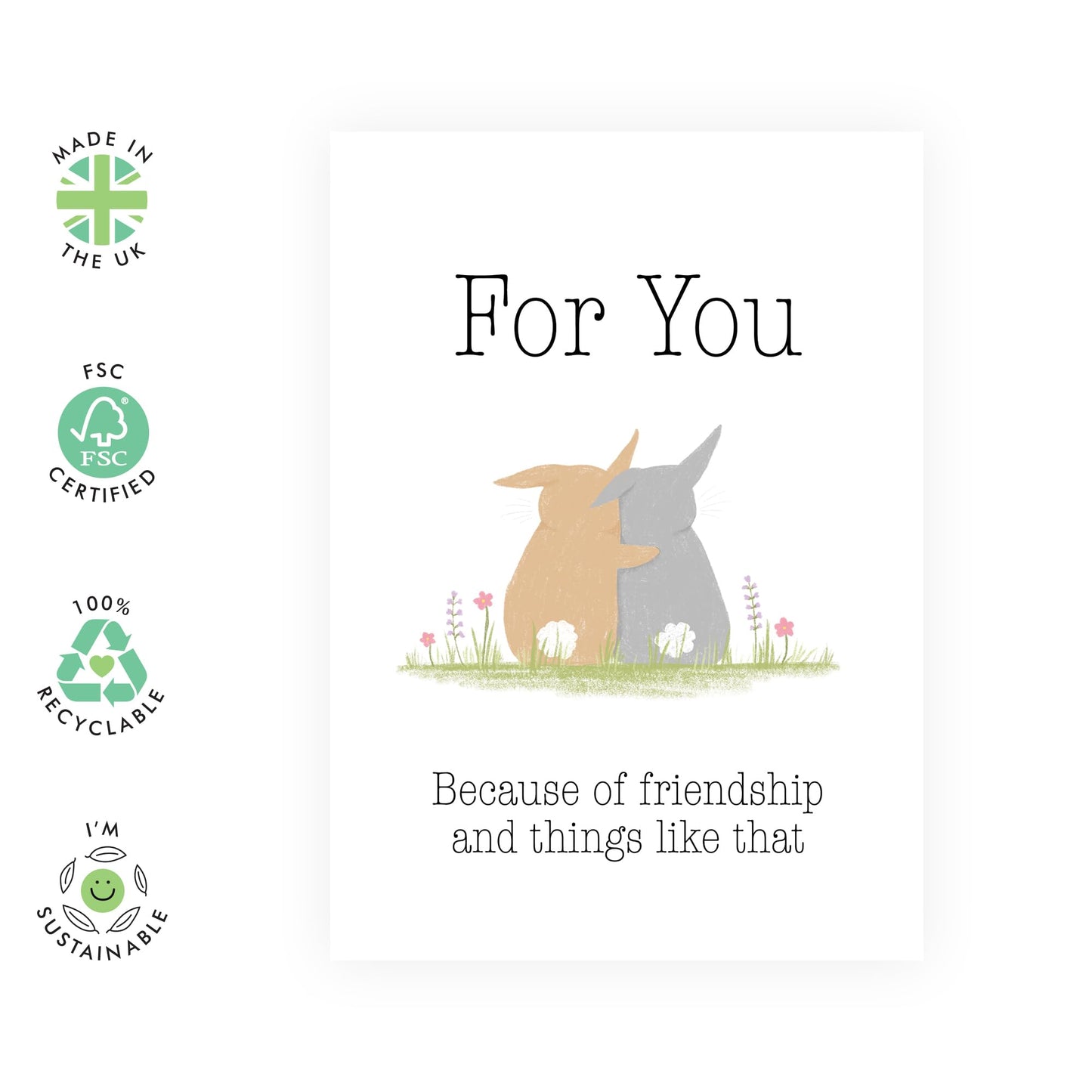 Best Friend Birthday Card - Friendship And Things Like That - Bunny Birthday Cards For Women - Appreciation Thank You Gratitude - Cute Gifts For Female Friends - Comes With Stickers - By Central 23
