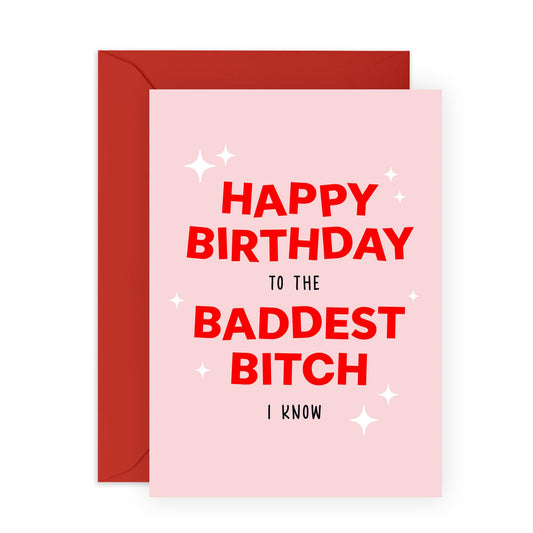 Funny Birthday Cards For Women - To The Baddest Bitch I Know Rainbow - Best Friend Birthday Card - Gifts For Her Women Mum Daughter Aunt Nan - Comes With Fun Stickers By Central 23
