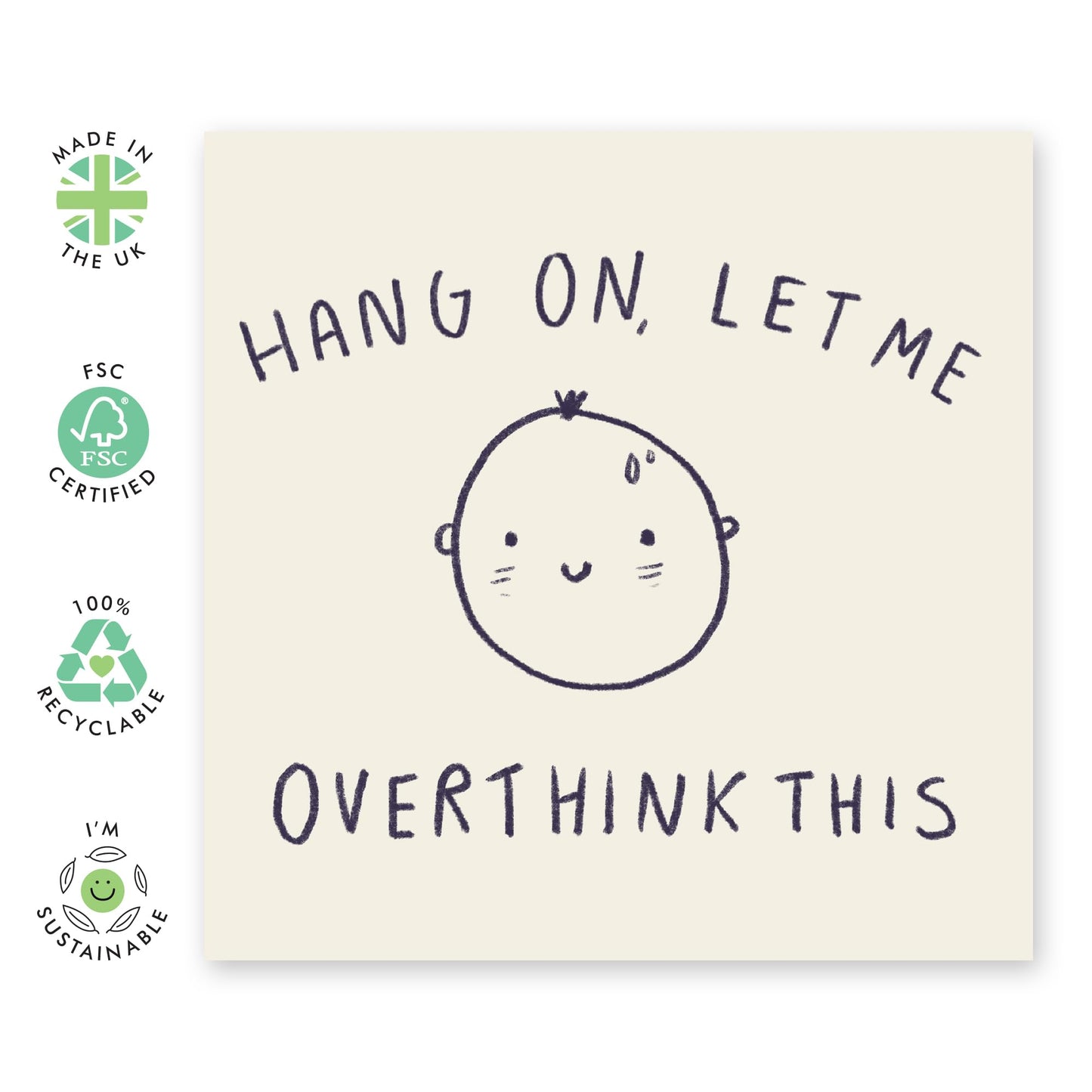 Happy Birthday Card -hang On Let Me Overthink This 2 - Cheeky Birthday Greeting Cards For Men Women - Gifts For Auntie Uncle Nephew Niece - Comes With Fun Stickers By Central 23