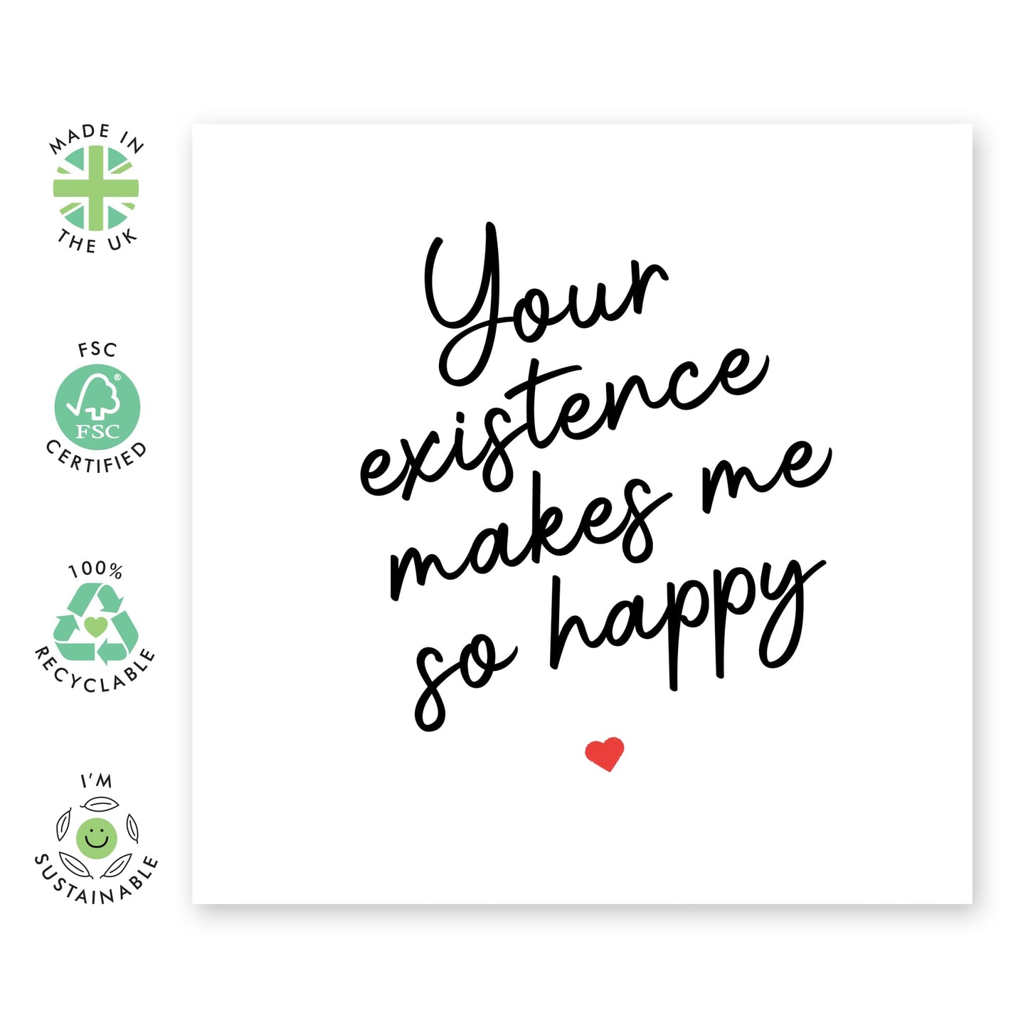Wife Anniversary Card - Your Existence Makes Me Happy - Girlfriend Birthday Card - Sweet Valentine's Day Cards For Boyfriend Husband - Love Cards For Him Her - Comes With Stickers By Central 23