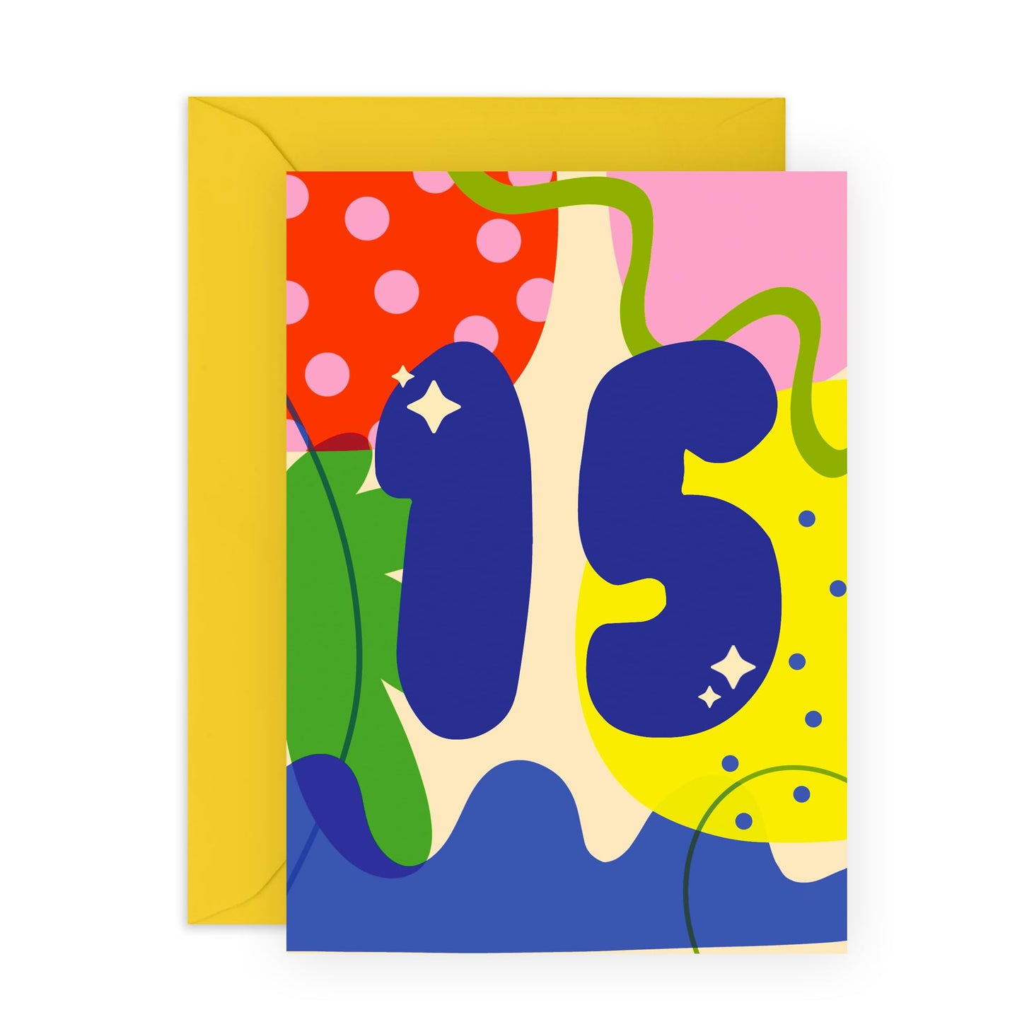 15th Birthday Card For Boys Girls - Abstract 15 Years - Happy Fifteenth Birthday Card For Teens - Gifts For Son Daughter - Bday Cards For Nephew Niece - Comes With Fun Stickers - By Central 23