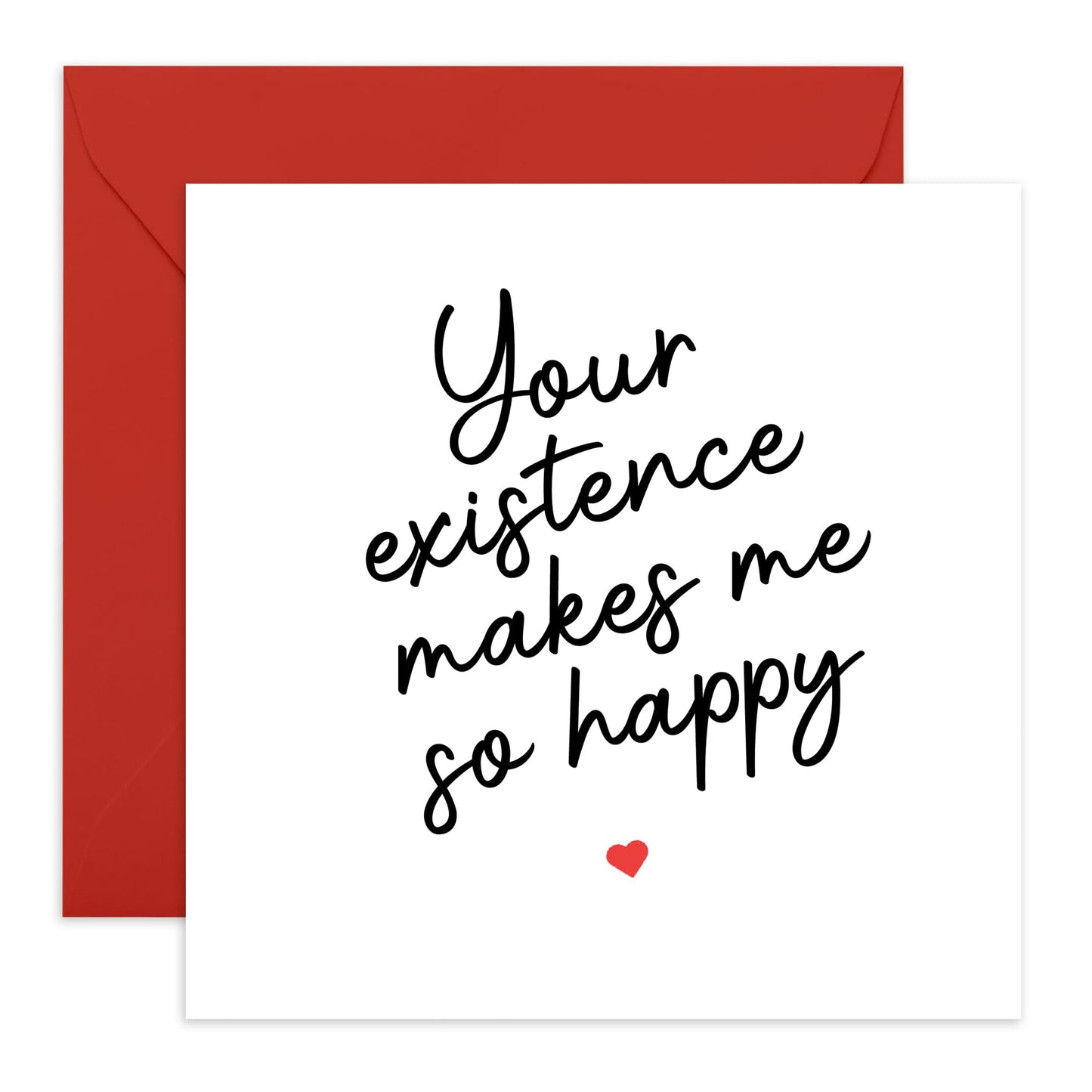 Wife Anniversary Card - Your Existence Makes Me Happy - Girlfriend Birthday Card - Sweet Valentine's Day Cards For Boyfriend Husband - Love Cards For Him Her - Comes With Stickers By Central 23