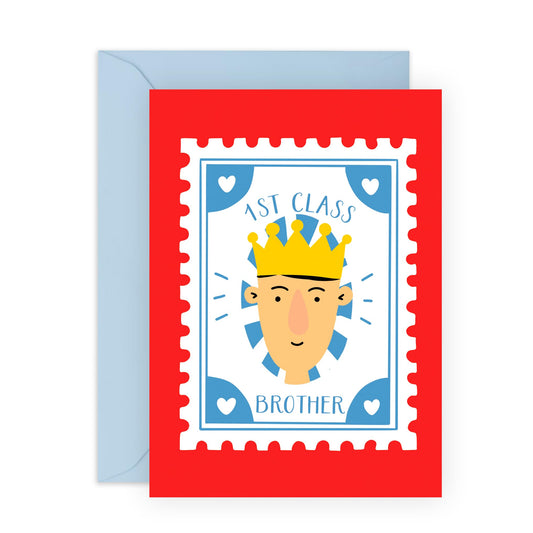 Brother Birthday Card - 1st Class Dad - Celebration Greeting Cards For Siblings - Thank You Cards, Congratulations, Goodluck Brother Cards - Gifts For Him Men - Comes With Stickers By Central 23