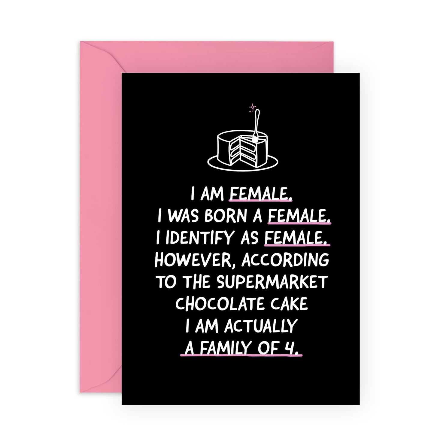Funny Birthday Card For Women - I Was Born A Female - Humorous Birthday Cards For Wife Girlfriend - Friends Birthday Card - For Sister Daughter - Comes With Stickers - By Central 23