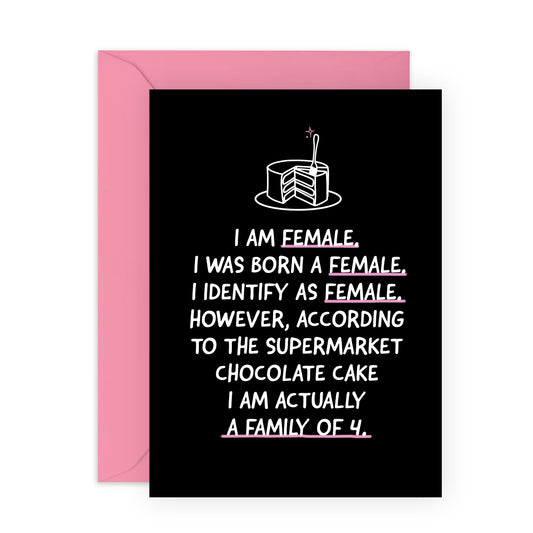 Funny Birthday Card For Women - I Was Born A Female - Humorous Birthday Cards For Wife Girlfriend - Friends Birthday Card - For Sister Daughter - Comes With Stickers - By Central 23