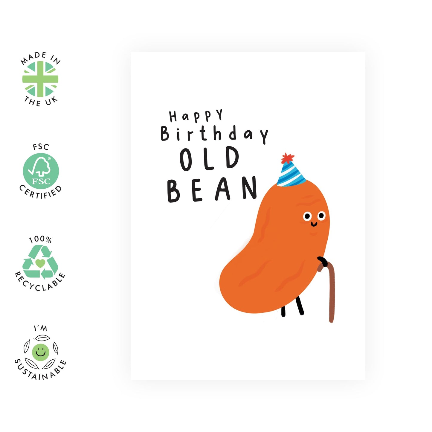 Happy Birthday Card For Dad - Old Bean - Cheeky Birthday Cards For Men Women - Humour Banter - Gifts For Mum Nan Grandma Grandad - Comes With Fun Stickers By Central 23