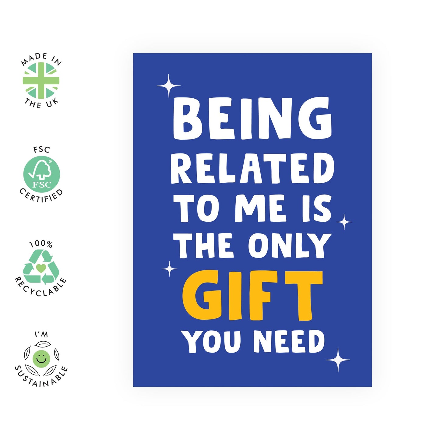 Funny Birthday Cards For Men - The Only Gift You Need Blue - Humorous Bday Greeting Cards For Dad Brother Grandad Uncle - Gifts For Him - Comes With Stickers - By Central 23