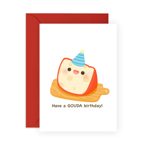 Funny Greeting Cards For Men Women - Have A Gouda Birthday - Cheese Pun Humour - Birthday Card For Brother Sister Daughter Son - Gifts For Him Her - Comes With Stickers - By Central 23