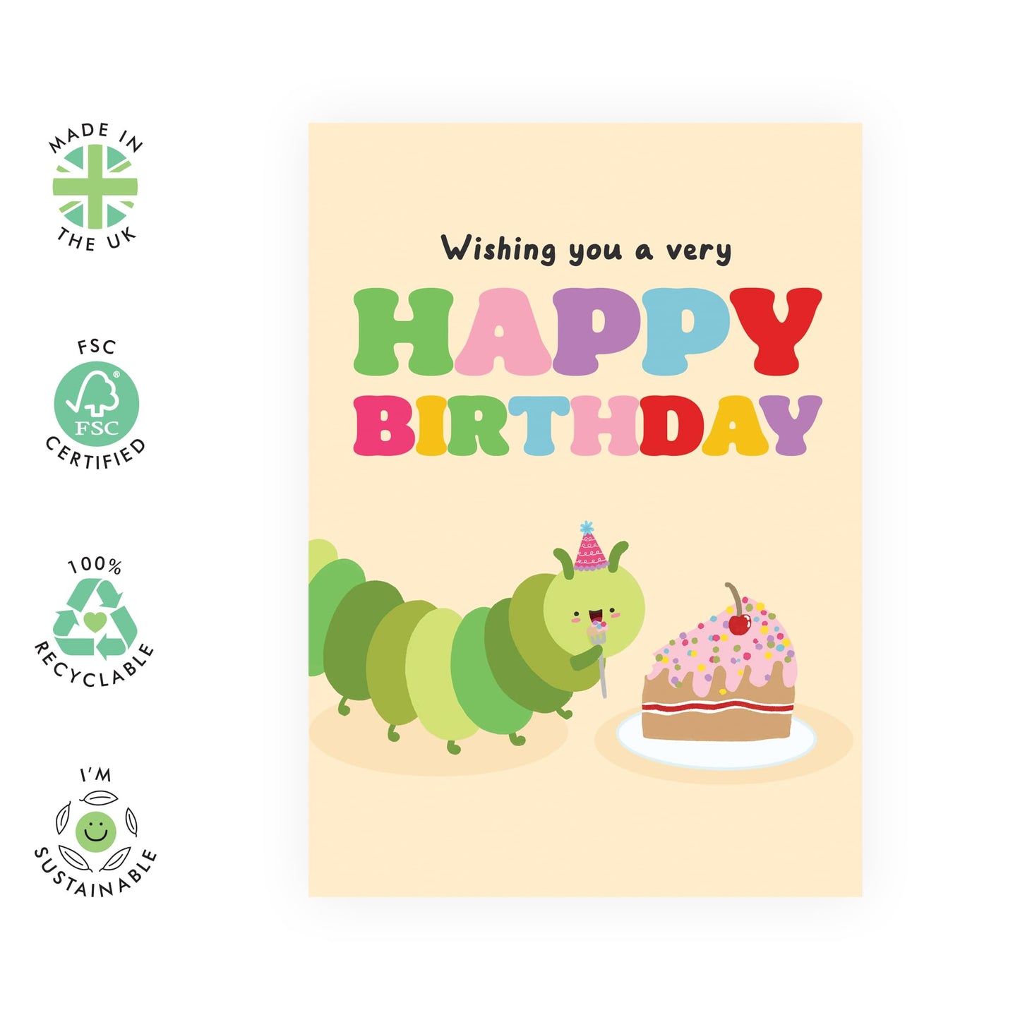 Birthday Card Boys Girls - Happy Birthday Caterpillar - Baby Milestone Cards - Kids Birthday Cards - Gift For Son Daughter Niece Nephew - Gift From Mum Dad - Comes With Stickers By Central 23