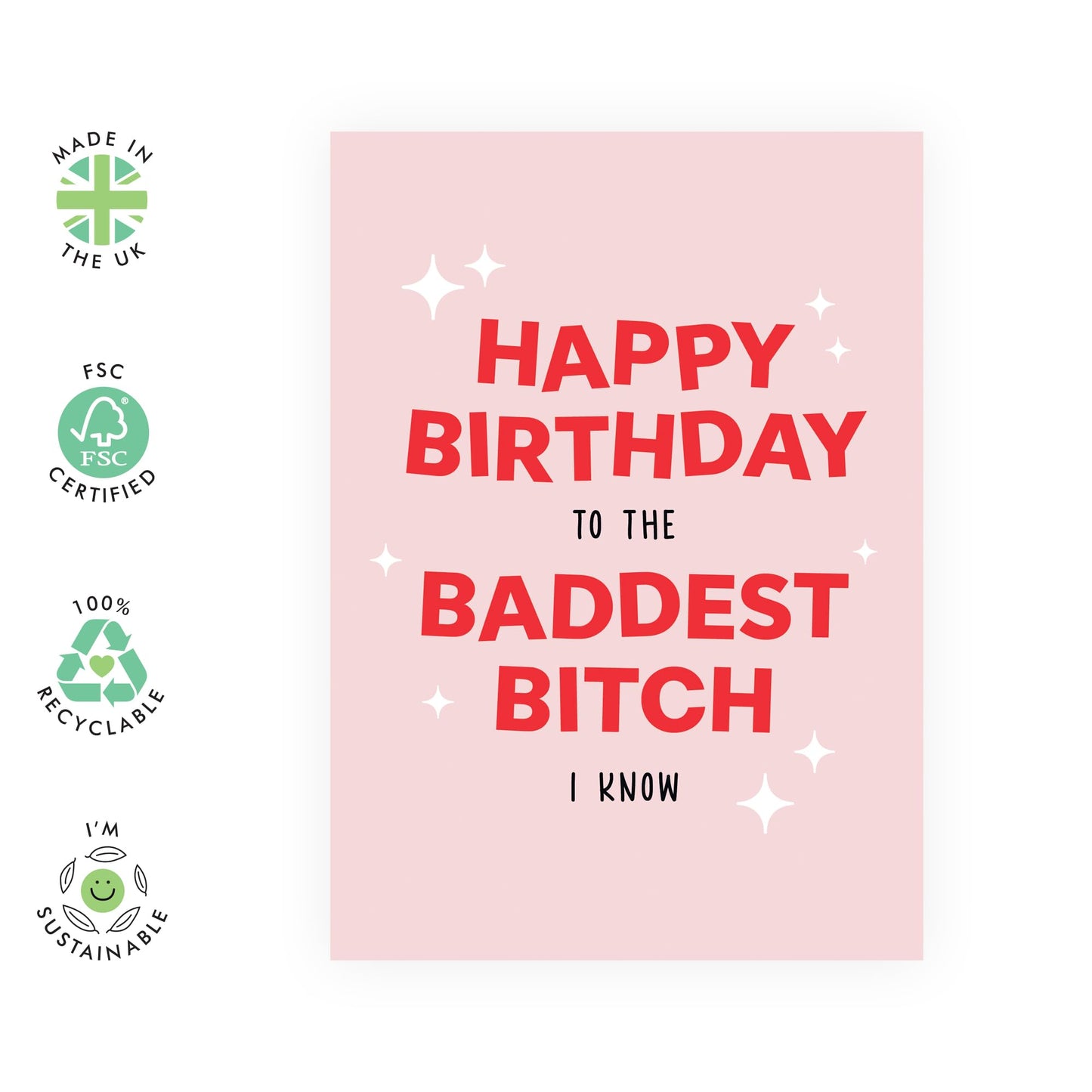 Funny Birthday Cards For Women - To The Baddest Bitch I Know Rainbow - Best Friend Birthday Card - Gifts For Her Women Mum Daughter Aunt Nan - Comes With Fun Stickers By Central 23