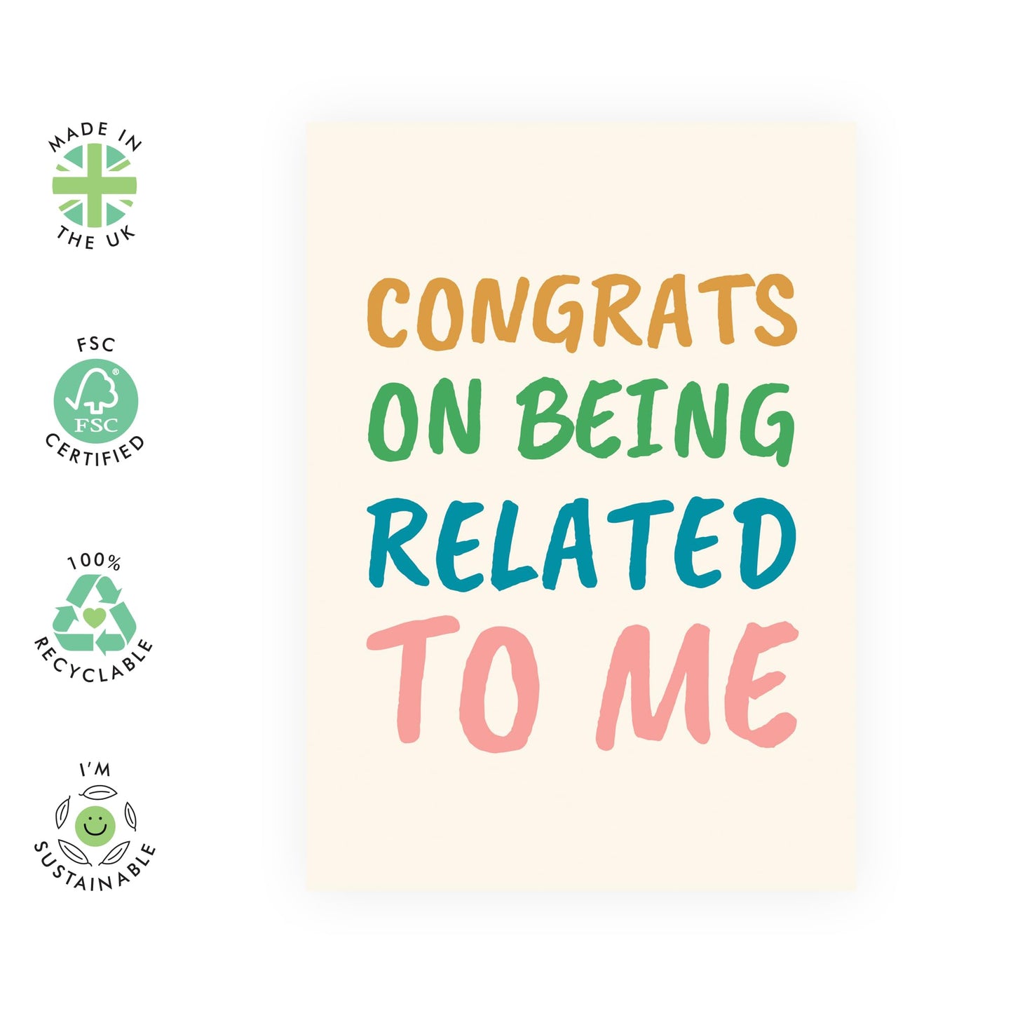 Sister Birthday Card - Congrats On Being Related To Me - Brother Birthday Cards - Funny Birthday Cards For Mum Dad - Banter Humour - Comes With Stickers - By Central 23