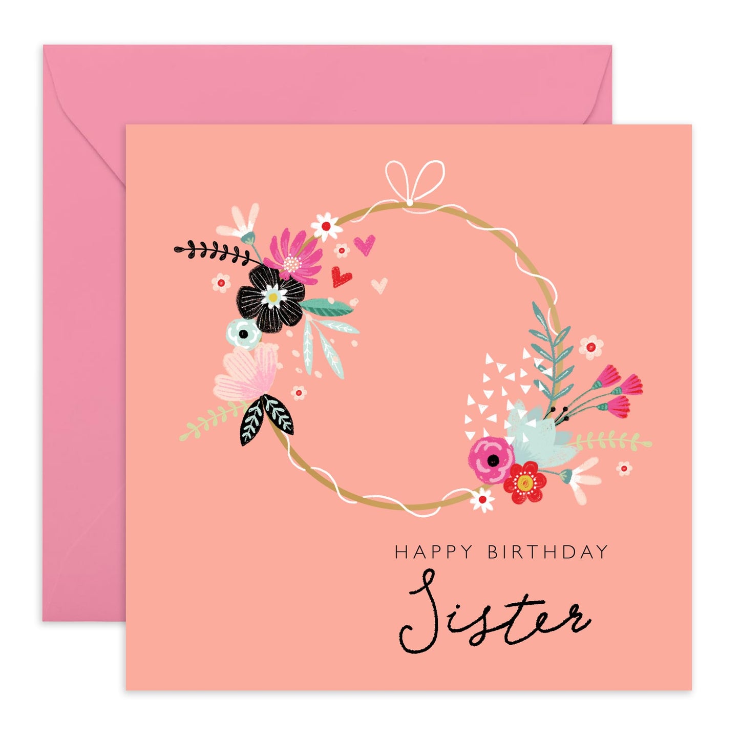 Sister Birthday Cards For Her - Bday Cake Love Cards For Women - Sweet Gifts Presents For Sister - Happy Birthday Greeting Cards And Envelopes - Comes With Stickers By Central 23