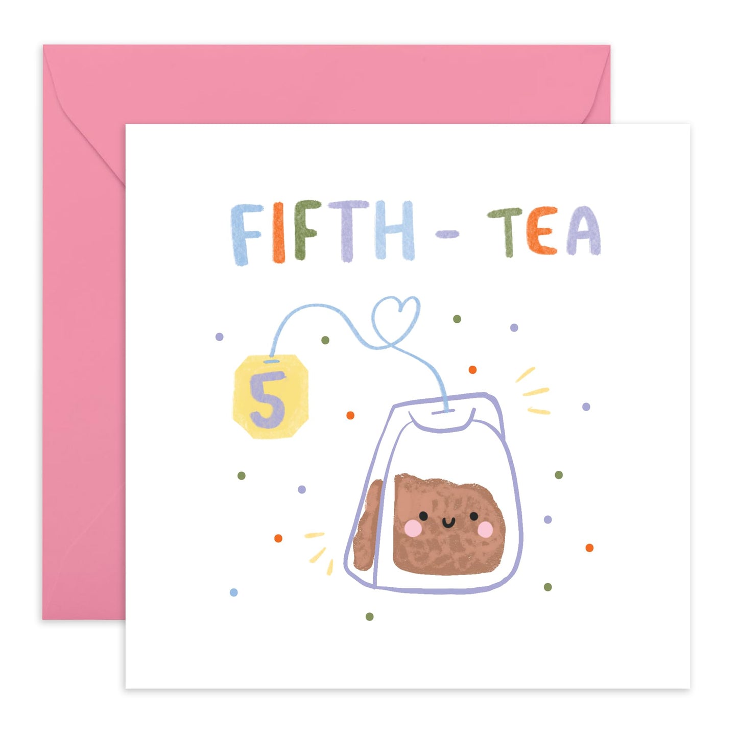 50th Birthday Card Teabag - 'Fifth Tea' - Gifts for Men, Women, Mum, Dad, Uncle, Auntie - Creative Fifty Years Old - Comes with Fun Stickers