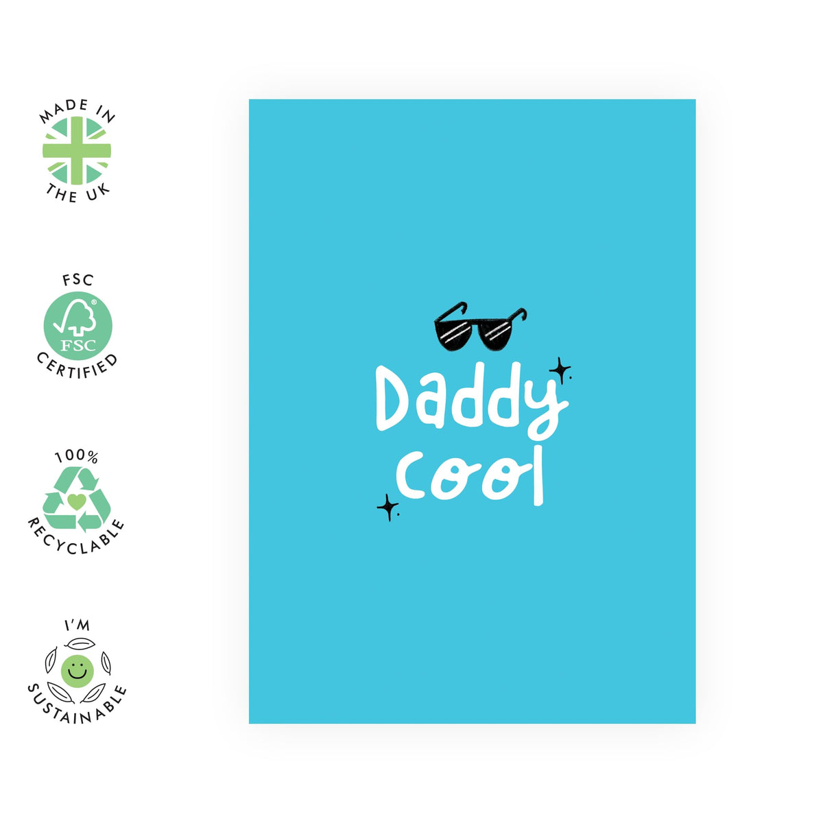 Dad Birthday Card - Daddy Cool - Sweet Greeting Cards For Him Men - Fathers Day Card From Daughter Son Wife - Appreciation Thank You Cards For Father Papa Pop - Comes With Stickers By Central 23