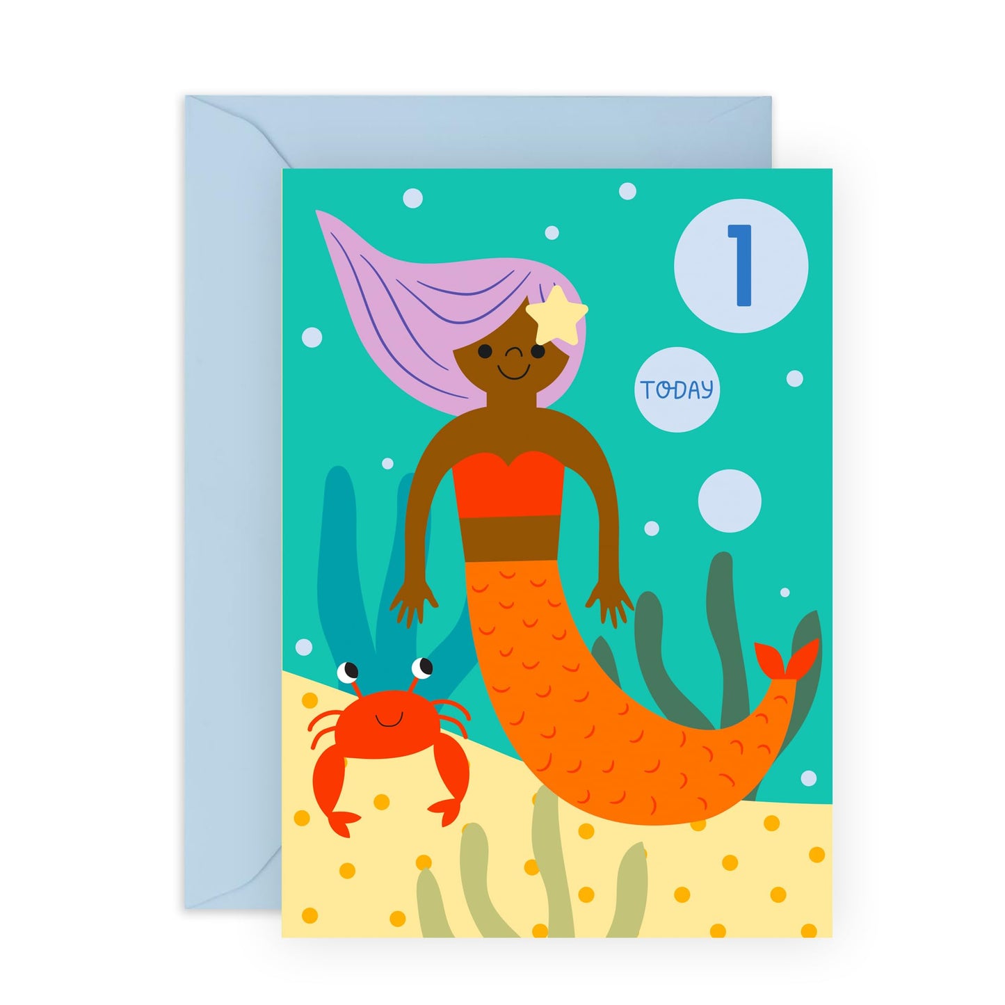 Birthday Cards For Daughter - Childrens Mermaid Age 1 - Happy 1st Birthday Card Niece - Cousin Birthday Card Female - One Year Old Girl Birthday Card Toddlers - Comes With Stickers By Central 23