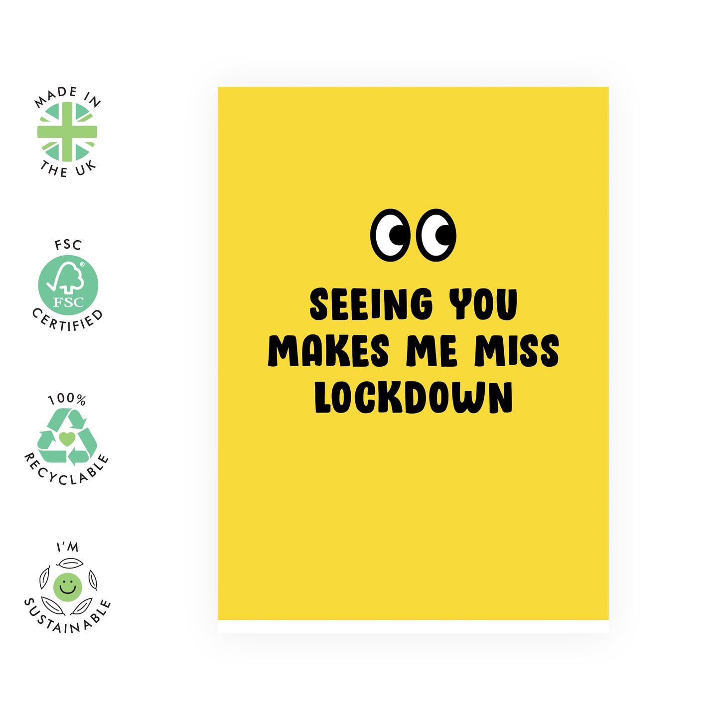 Funny Birthday Card For Men Women - Seeing You Makes Me Miss Lockdown - Rude Birthday Greeting Cards For Brother Sister Friend - Humour Banter - Comes With Stickers - By Central 23
