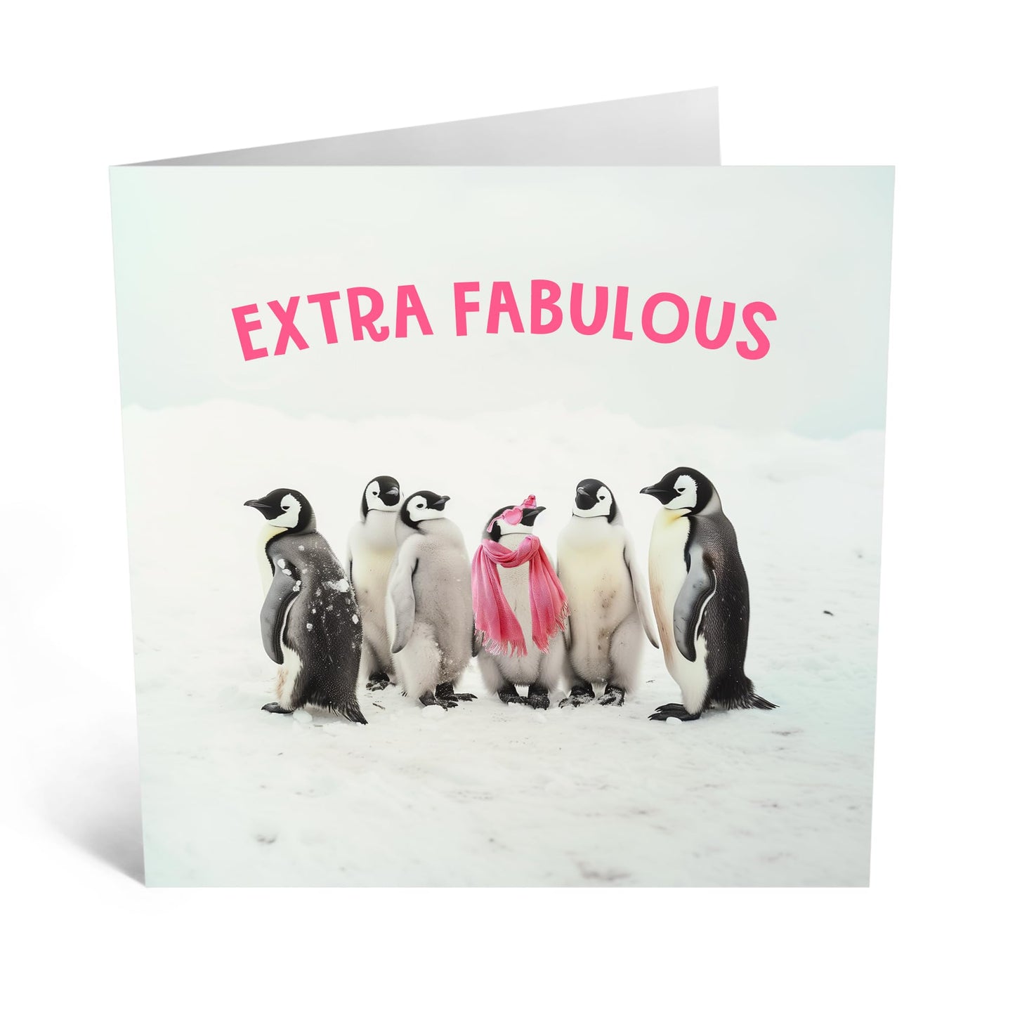 Birthday Greeting Card - 'EXTRA FABULOUS PINK PENGUIN' - Perfect for Celebrating with a Chic & Playful Twist -Ideal for Adding Glamour & Fun to Any Special Occasion - Comes With Stickers By Central 23